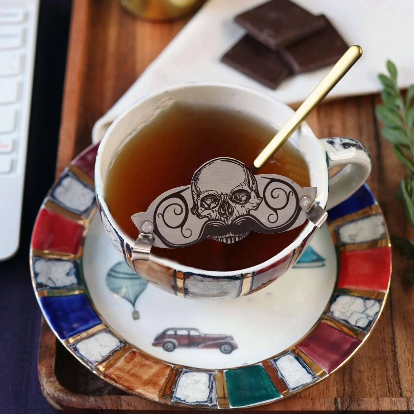 Bière moustache tasse protection acier inoxydable tête de mort décoration innovante