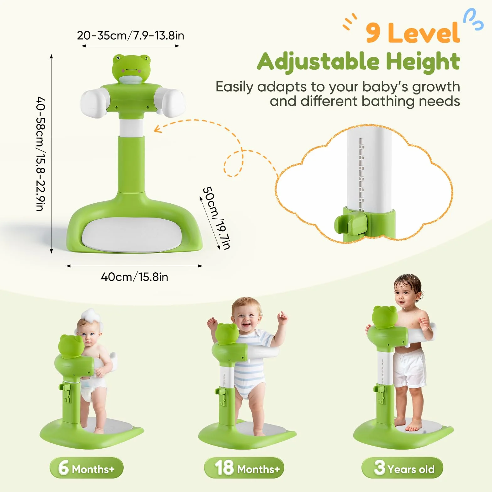Support de Douche Bébé Debout, Baby Shower Stand Bath pour 6-36 Mois, Tour de Douche Réglable