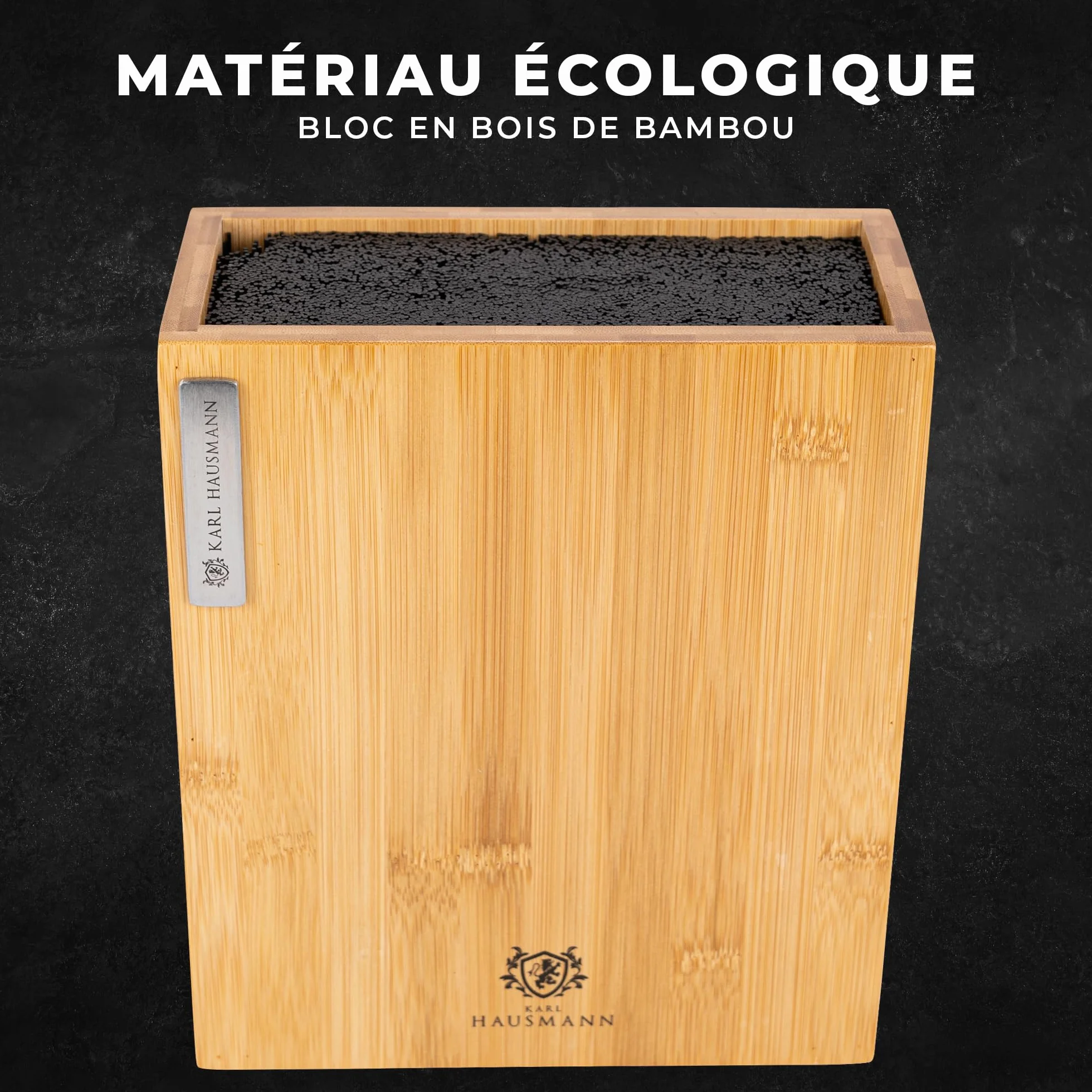 KARL HAUSMANN Bloc Couteaux Universel Bambou 23x20x9cm Support Couteaux Insert Fibres