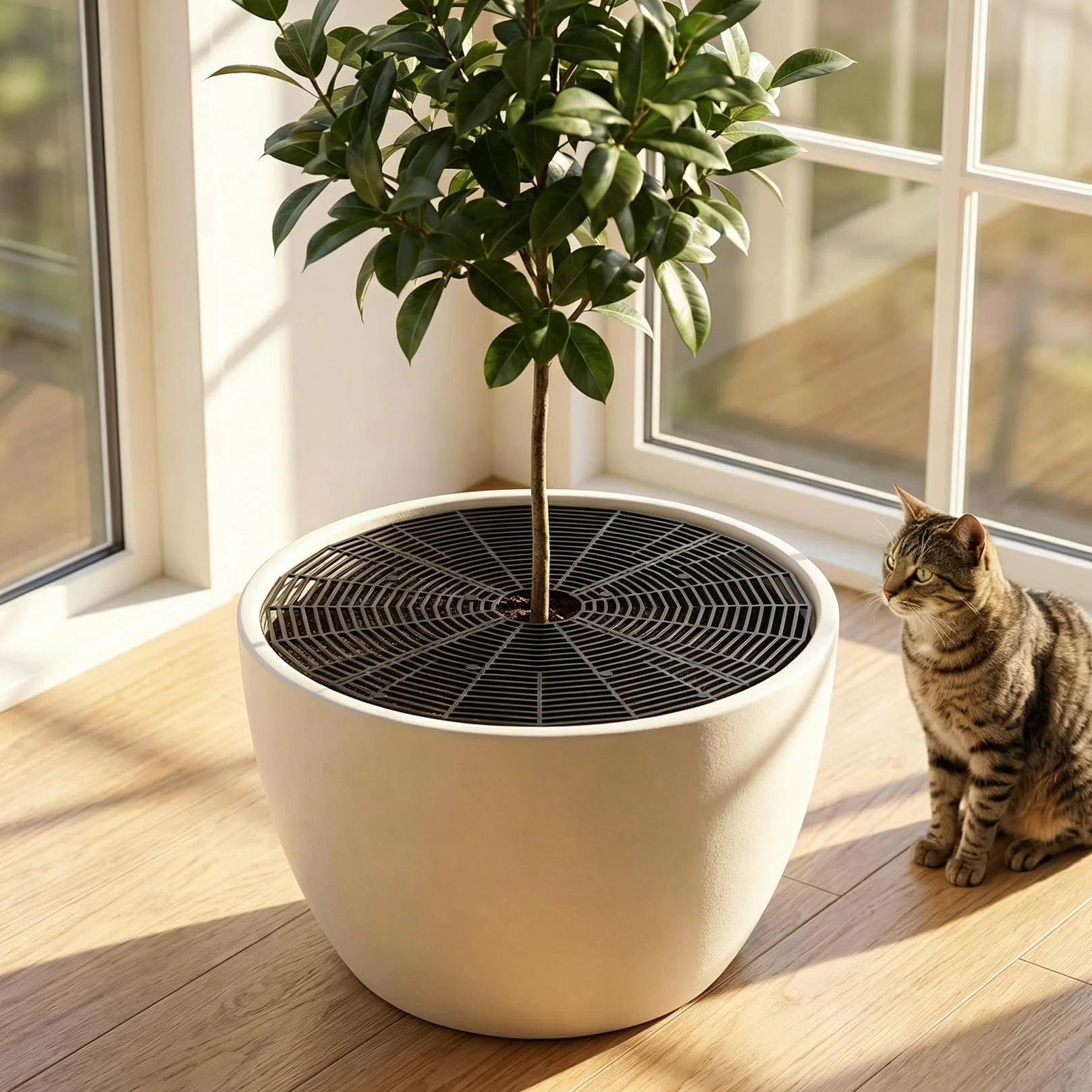 Lot de 2 grilles de protection pour pot de fleurs 50 cm protection plantes chat non toxiques