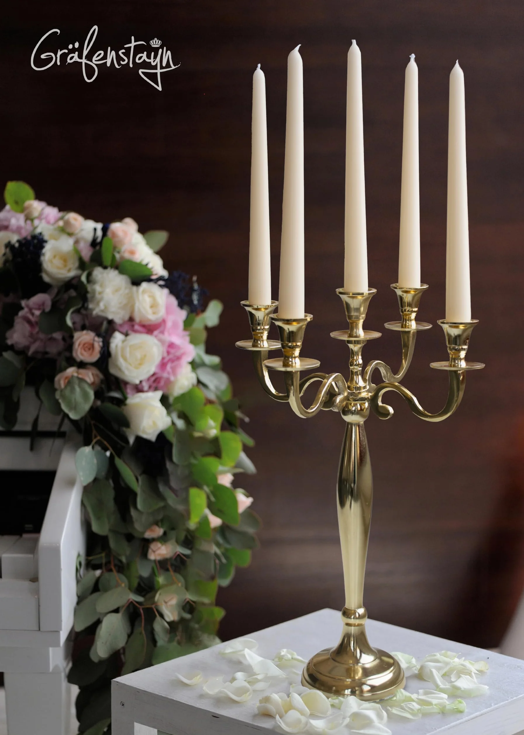 Gräfenstrayn Chandelier Décoratif Argent Noir Blanc Or Plusieurs Tailles Bougeoir pour Bougies Pilier Décoration Intérieure