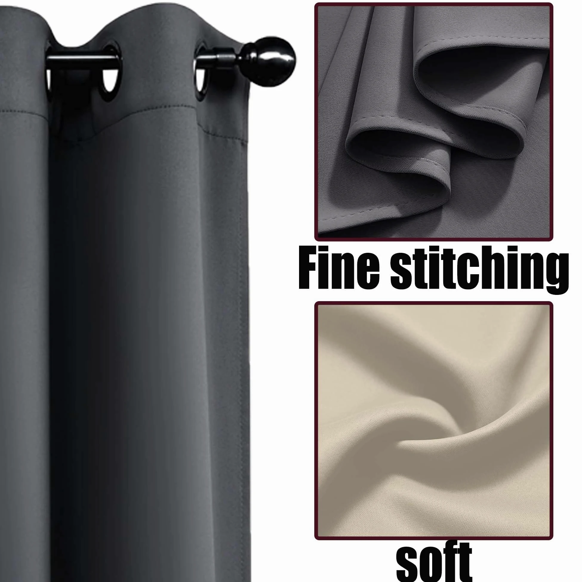 Rideau Occultant 180 x 300 cm Thermique Isolant Anti Froid Chaleur Anti Froid à Oeillets Rideaux Doux et Esthétiques, Décoration Maison pour Chambre/Salon de Fenêtre, Beige