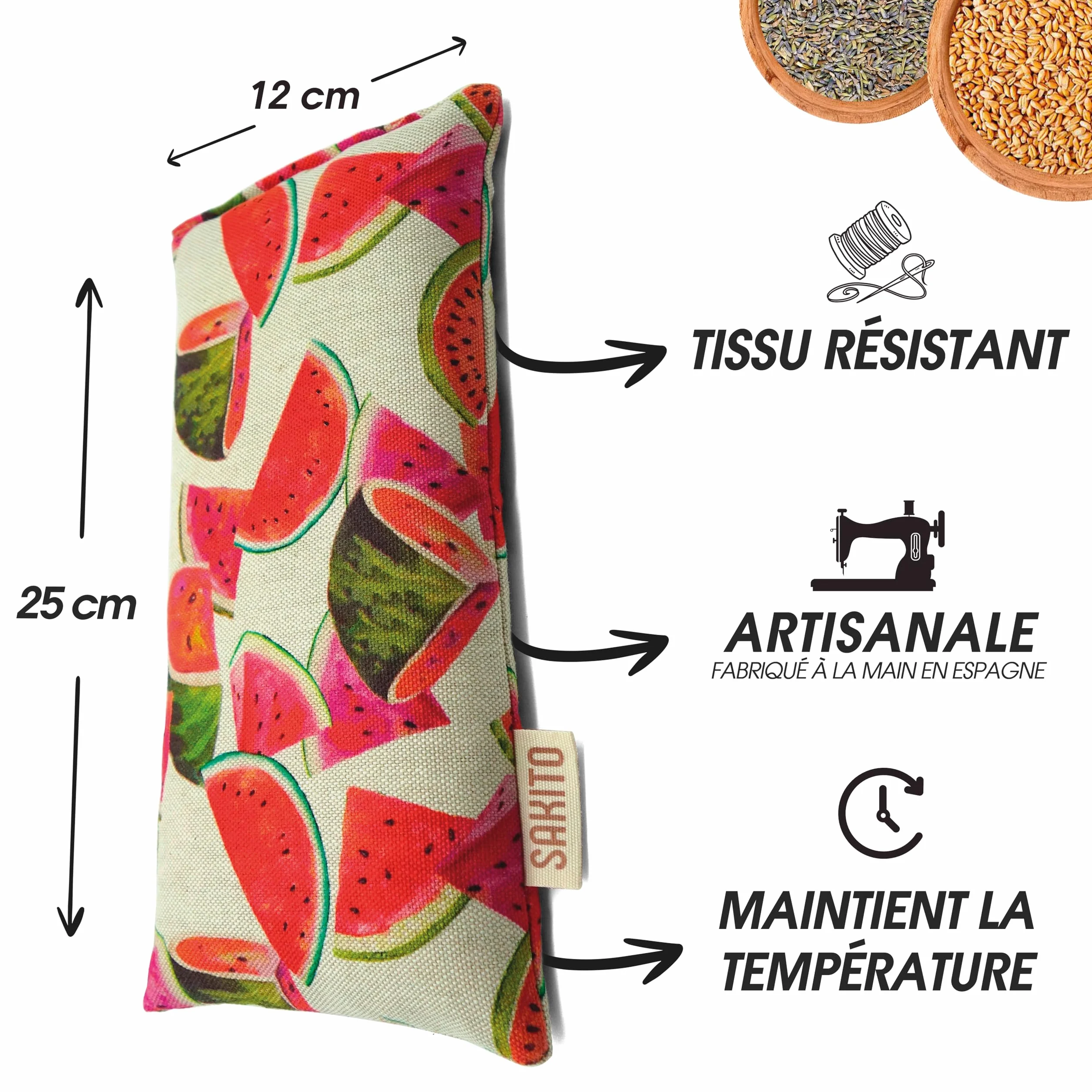 Bouillotte Micro-onde 25x12 cm Coussin Chauffant Naturel Douleurs Menstruelles Chaud Froid Lavande