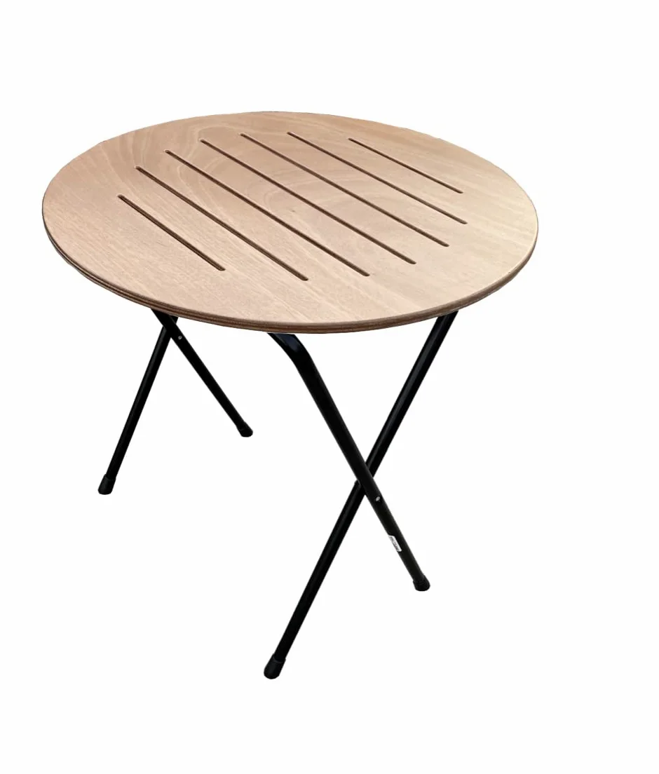 Castelmerlino Silvia Table Pliante, Métal, Okume Natural, Rond