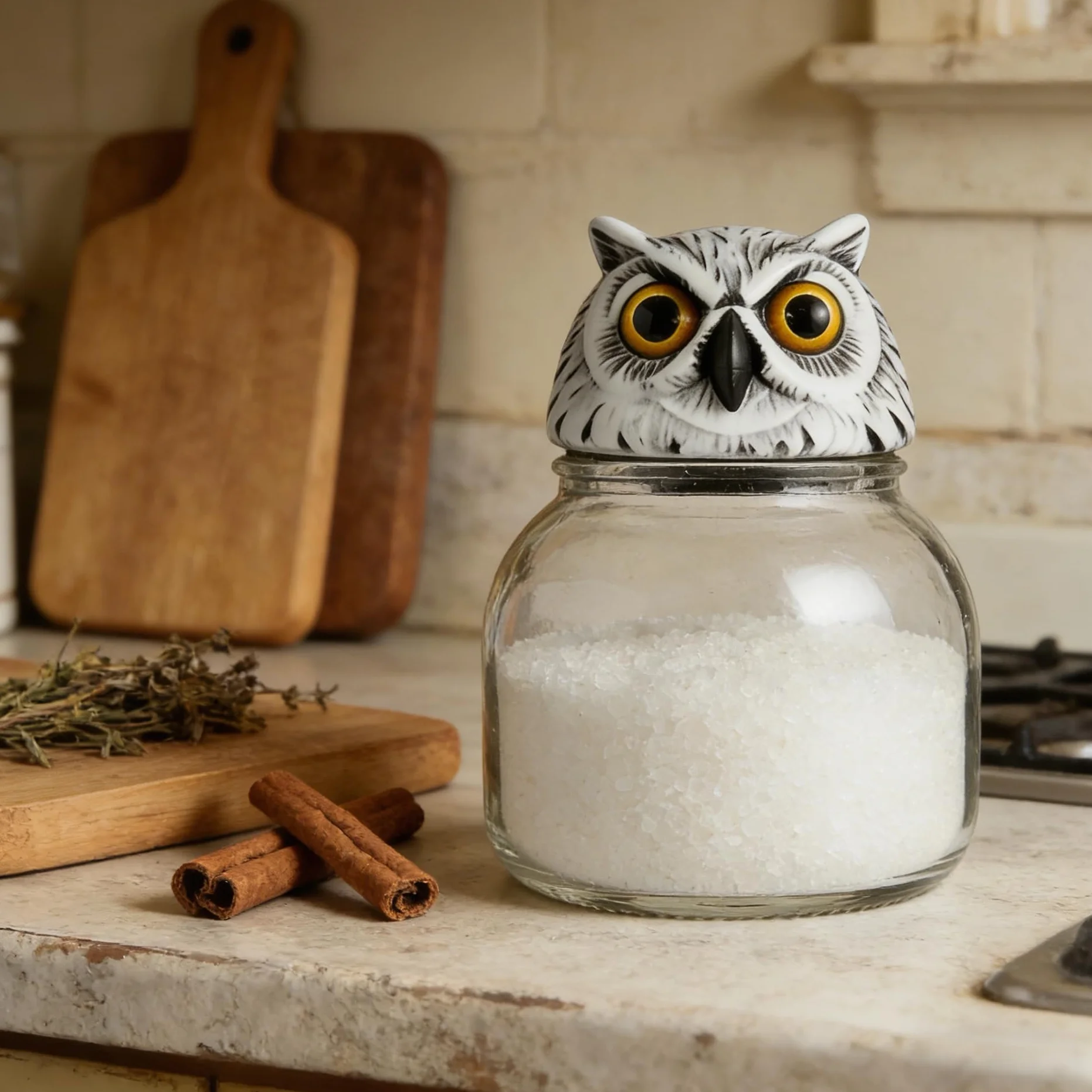 Chapeau de sorcière bocal d'épices hibou avec support résine Gothique couvercles Décoration maison (3pcs)