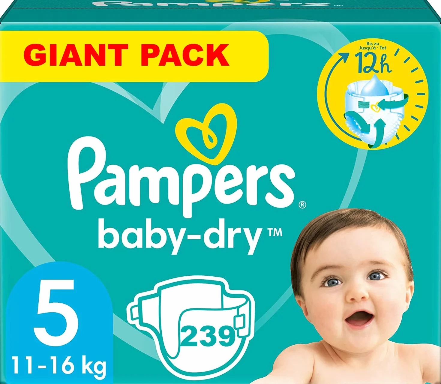 Pampers Baby-Dry Taille 5 239 Couches (11-16 kg)