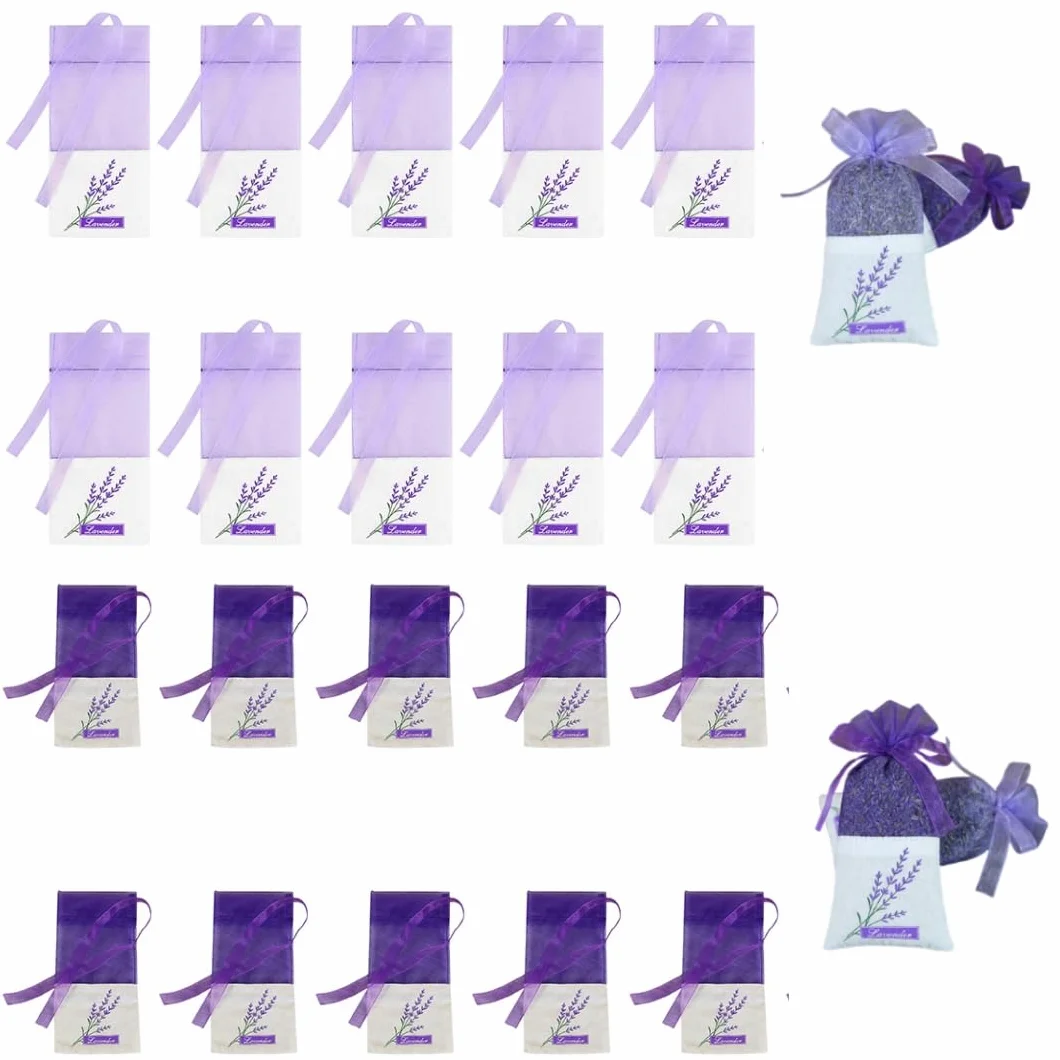 Sachets Lavande Organza 20 Pièces - Sacs Vides à Remplir Épices Armoires
