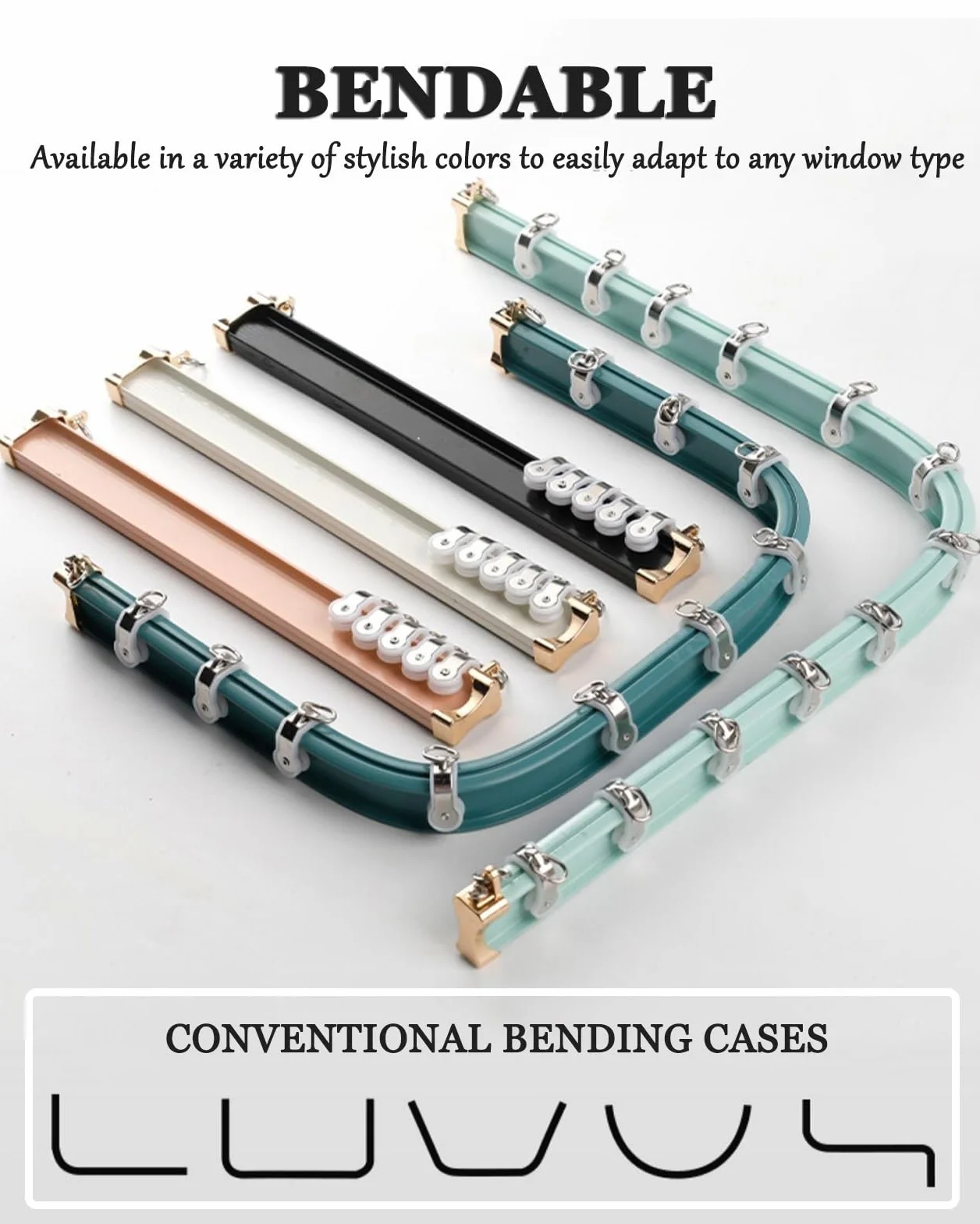 Tringle à rideau double rail en aluminium flexible pour fenêtres droites ou baies vitrées, tringles à rideaux de douche durables et pliables pour une installation facile (couleur : blanc, taille : 1
