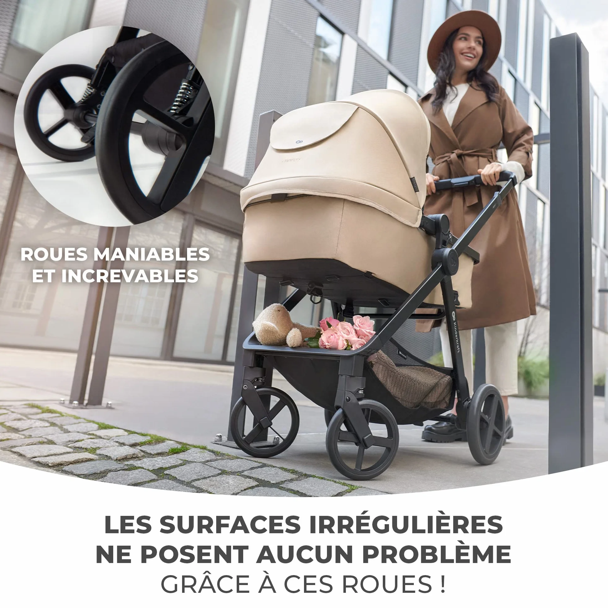 Kinderkraft NEWLY 3 en 1 Poussette Trio Système de Voyage avec Siège Auto MINK PRO I-Size 360°, Noir