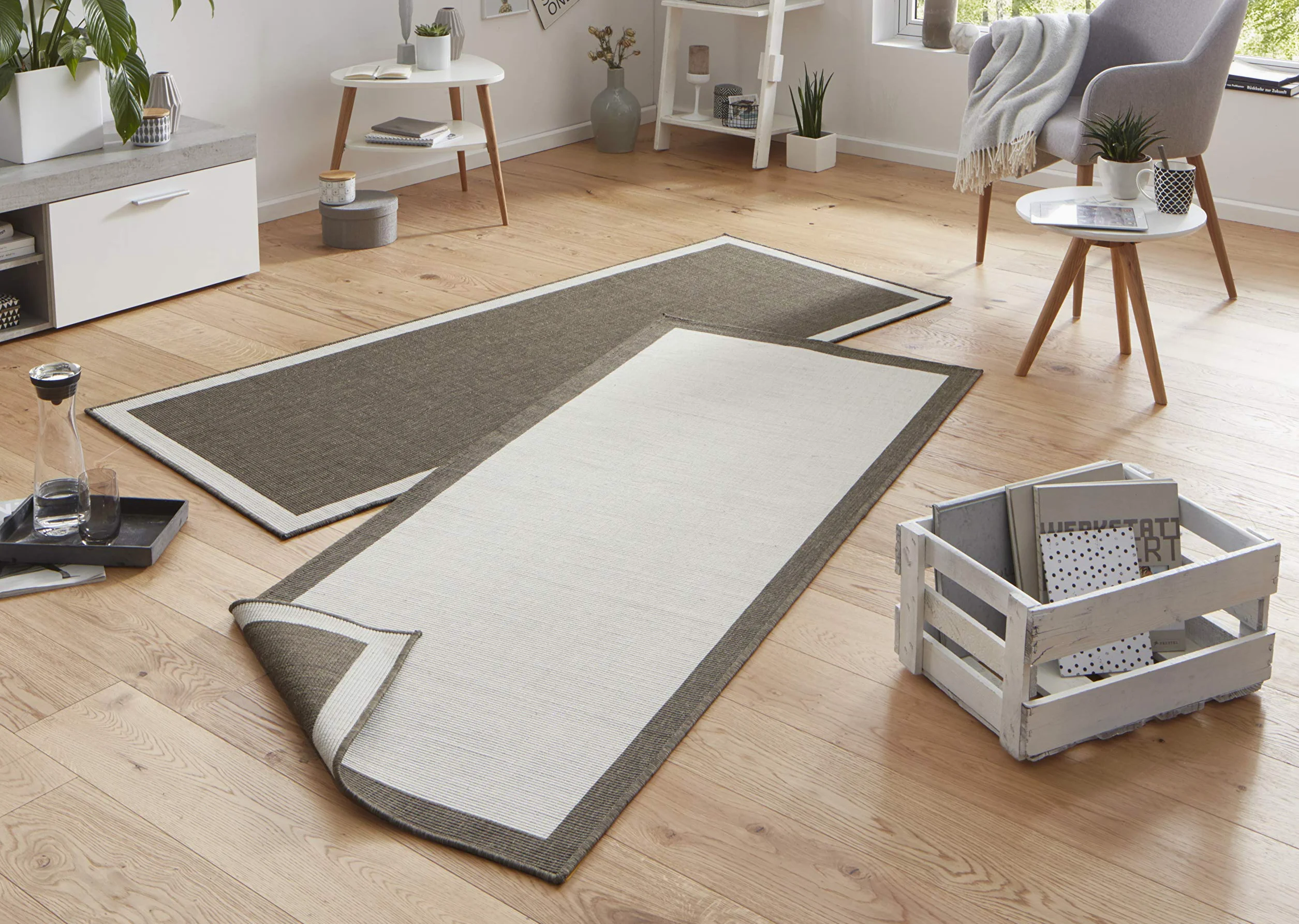 Bougari in- & Outdoor Panama Tapis réversible Marron/crème 80 x 250 cm