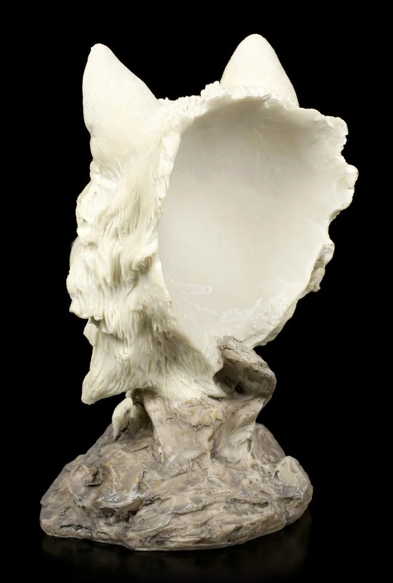 Figurine Décorative Loup Buste - Solitaire Hunter Sculpture Animalière Peint à la Main