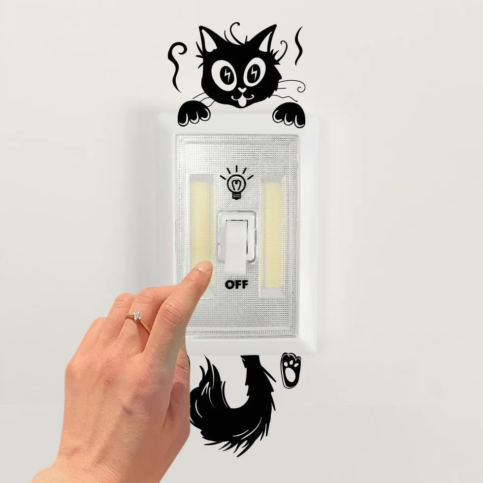Mignon Chat Noir Cartoon Interrupteur Autocollant Mural Créatif Peeping Cat