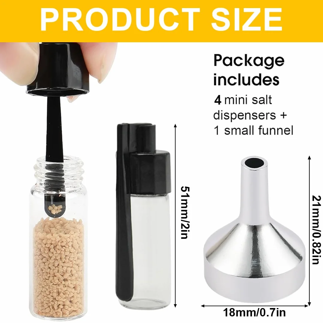 Lot de 4 flacons de poudre à épices en verre étanche avec cuillère doseuse et mini entonnoir
