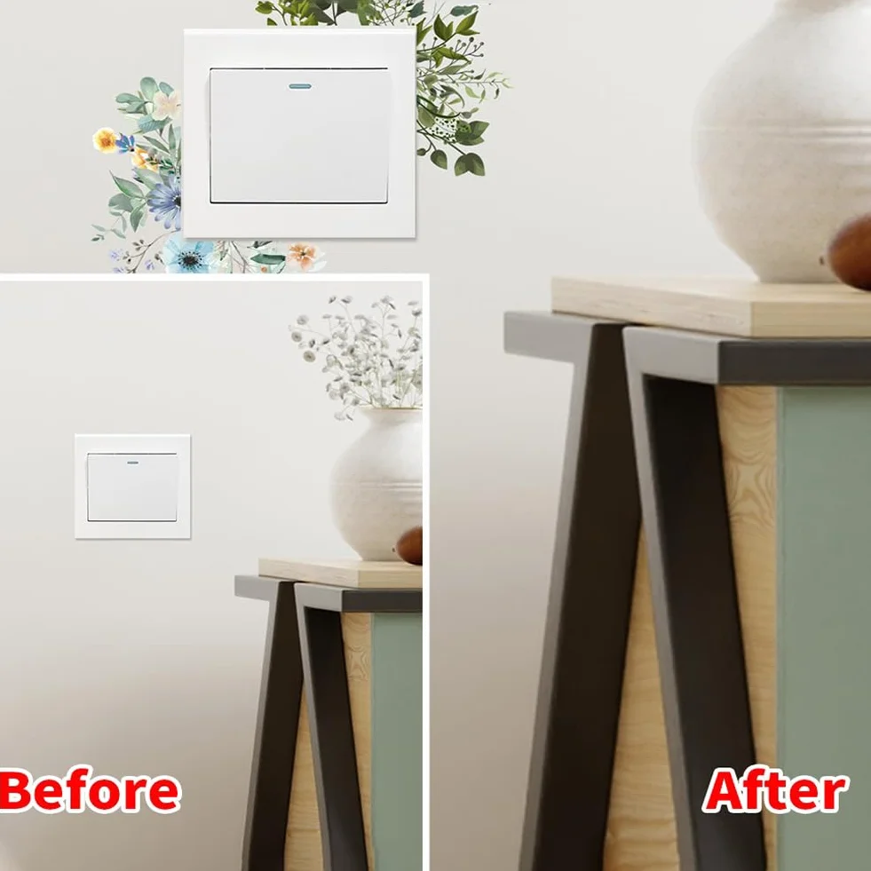 GORGECRAFT Autocollants Muraux Amovibles pour Interrupteur Plante Verte Feuilles Tropicales Décoration