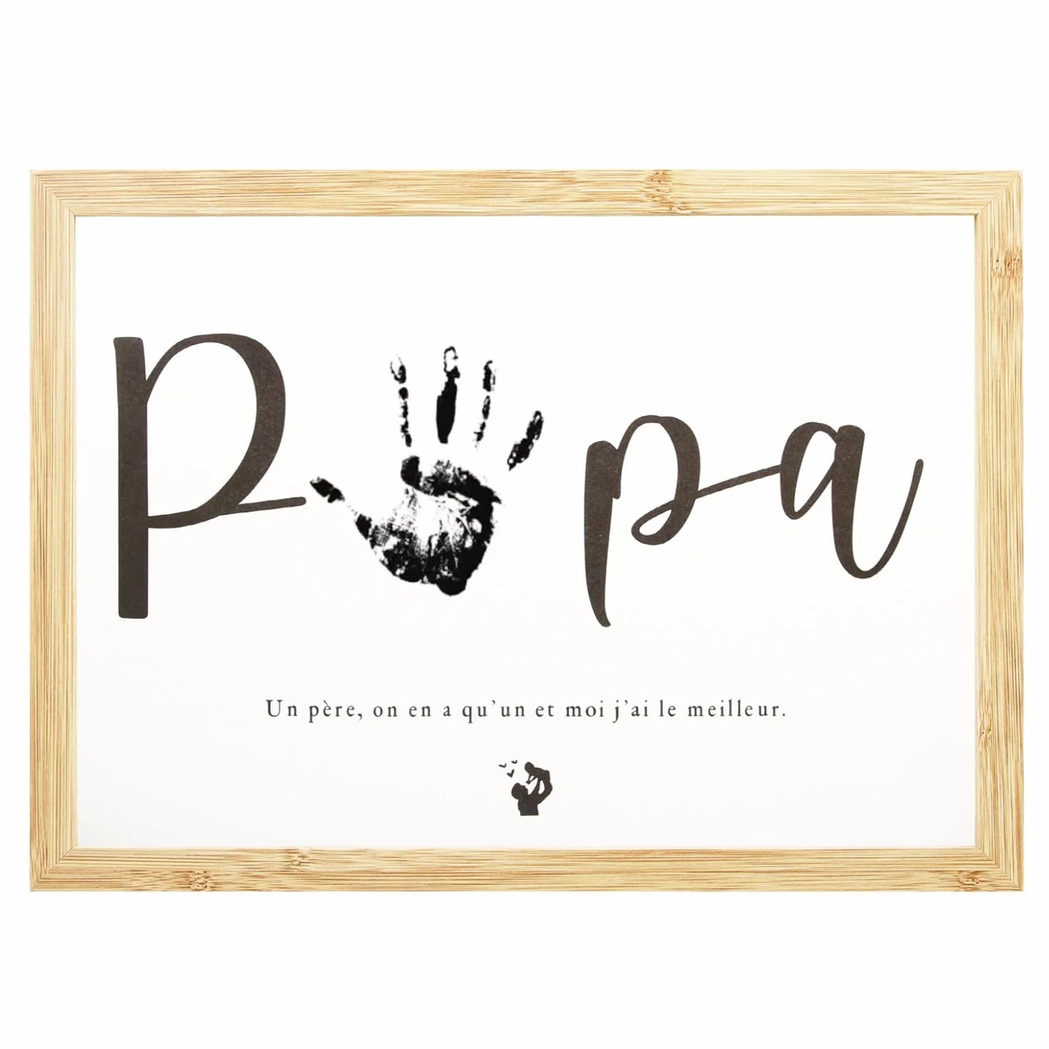 Empreinte Papa Cadeau Fête des Pères avec cadre en bois souvenir bébé