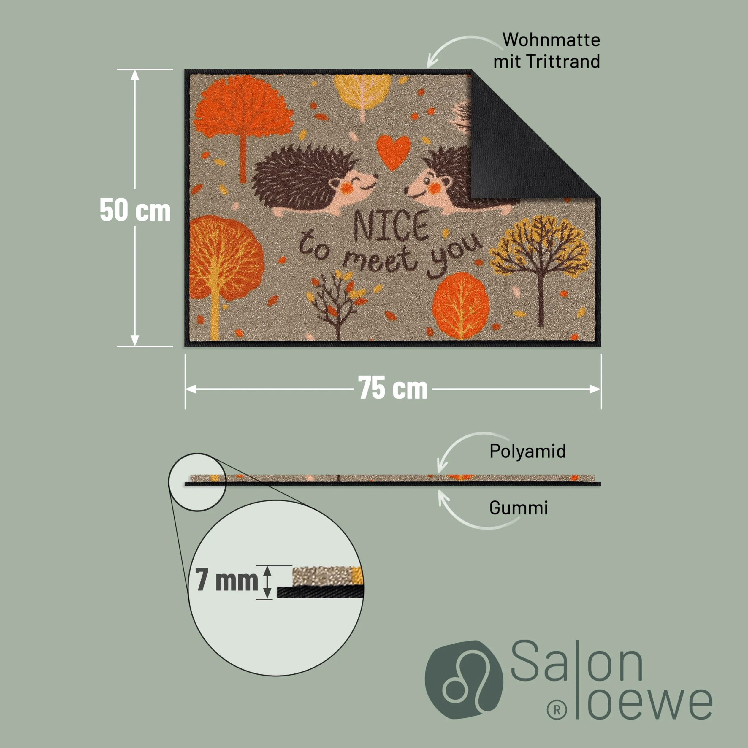 Salonloewe Paillasson Forest Date I Paillasson et paillasson pour intérieur 50 x 75 cm