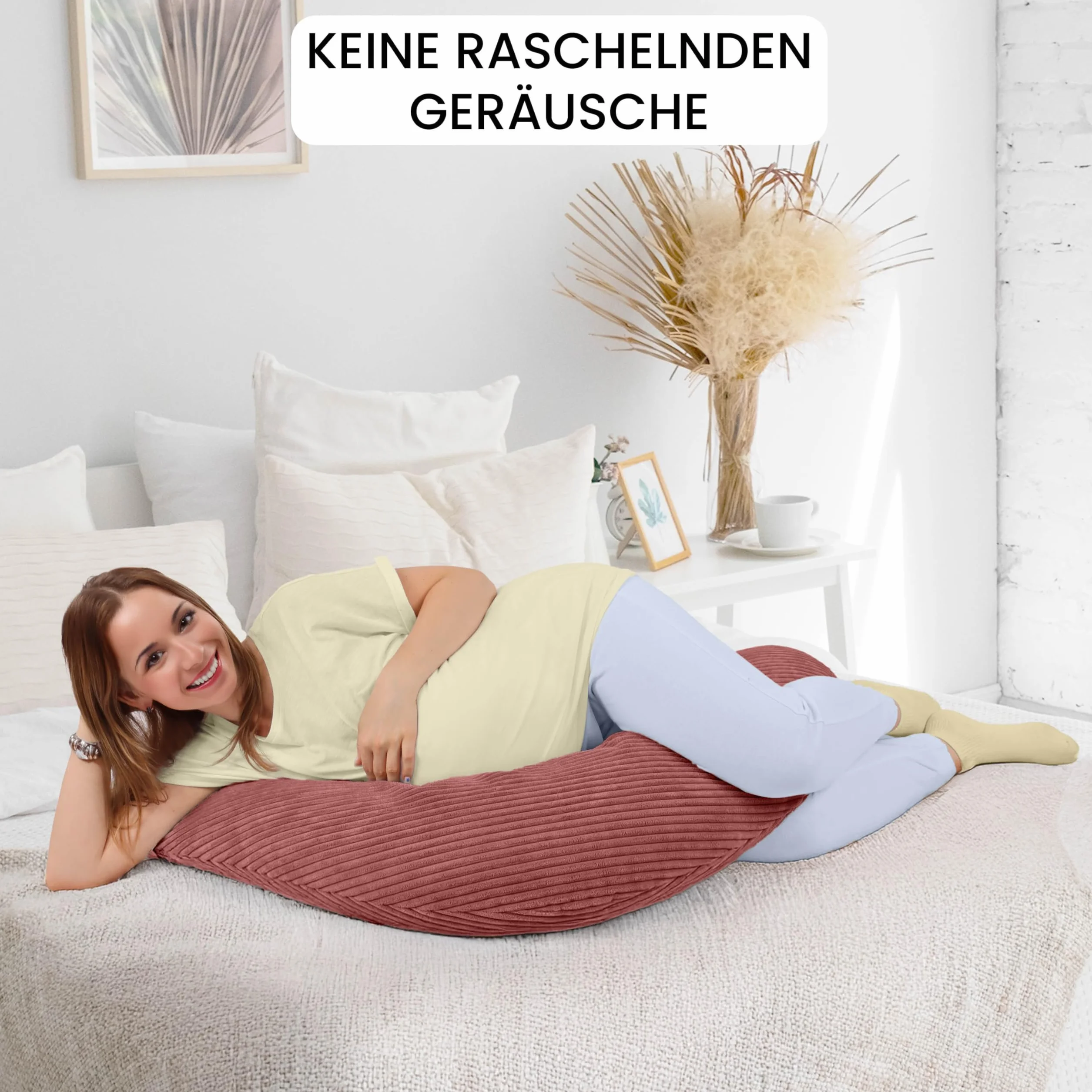 Amilian Coussin d'allaitement XXL 170 cm, coussin de grossesse pour dormir sur le côté, avec rembourrage et housse amovible - Herzschimmer