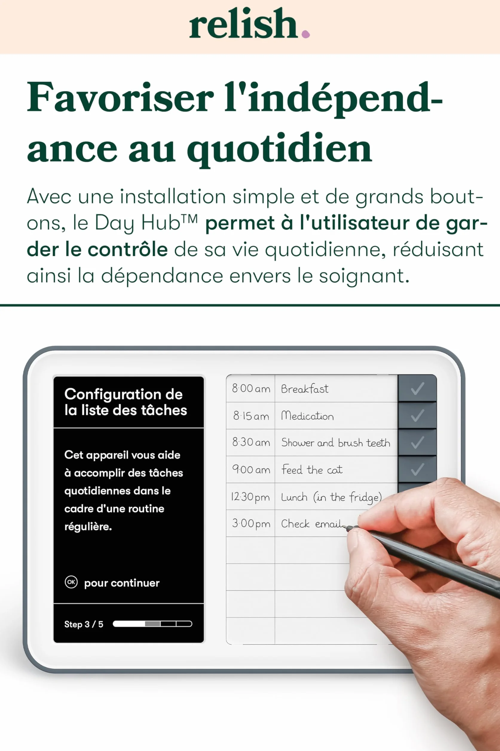 Relish Horloge numérique avec concentrateur de tâches quotidiennes calendrier grand écran