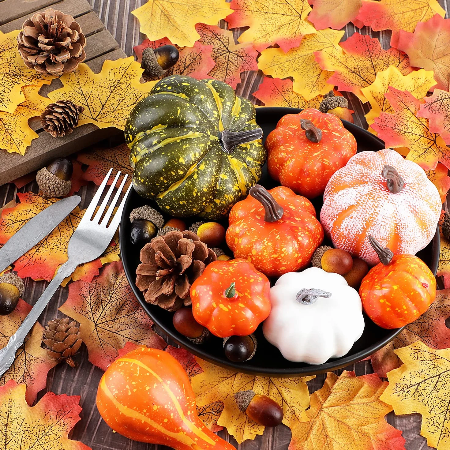 Benjia 102pcs Fausses Citrouilles Artificielles Automne Décoration Halloween