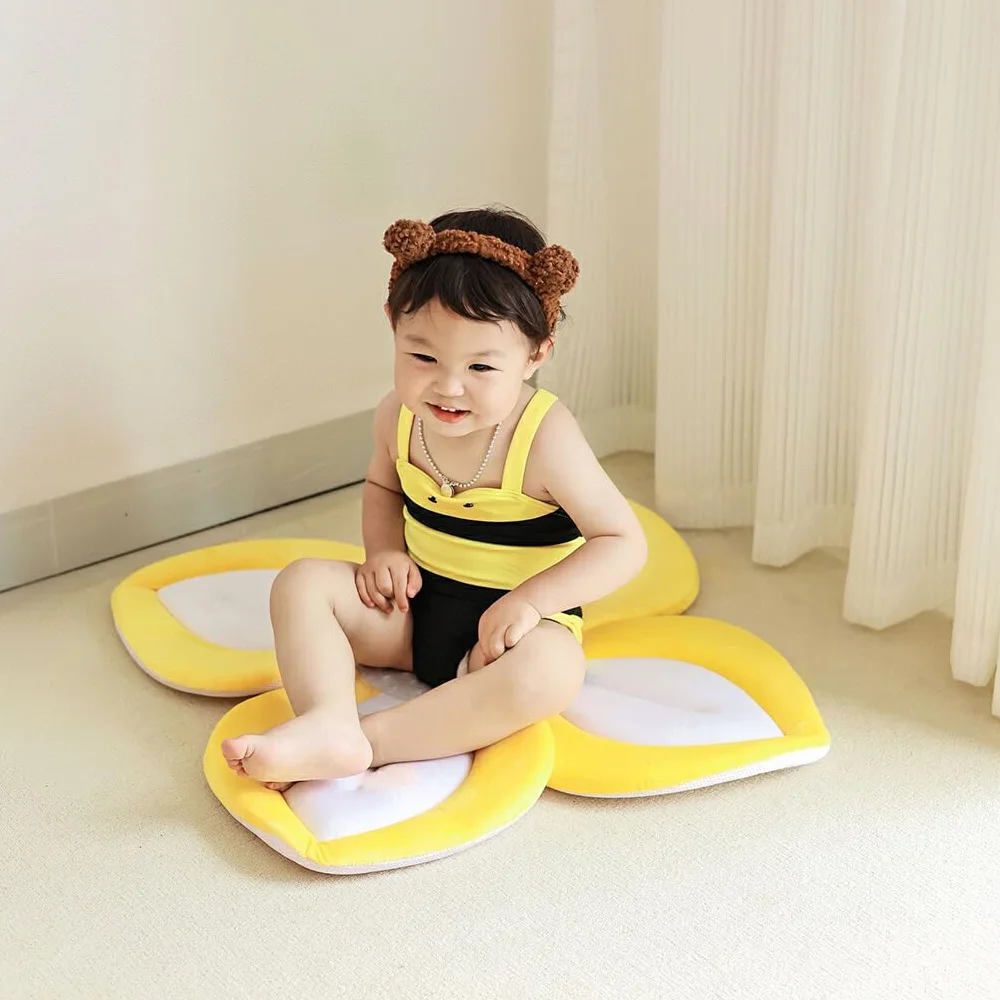 Siège de Bain pour bébé Fleur de Bain Tapis en Maille Coussin de Baignoire Gris 80cm