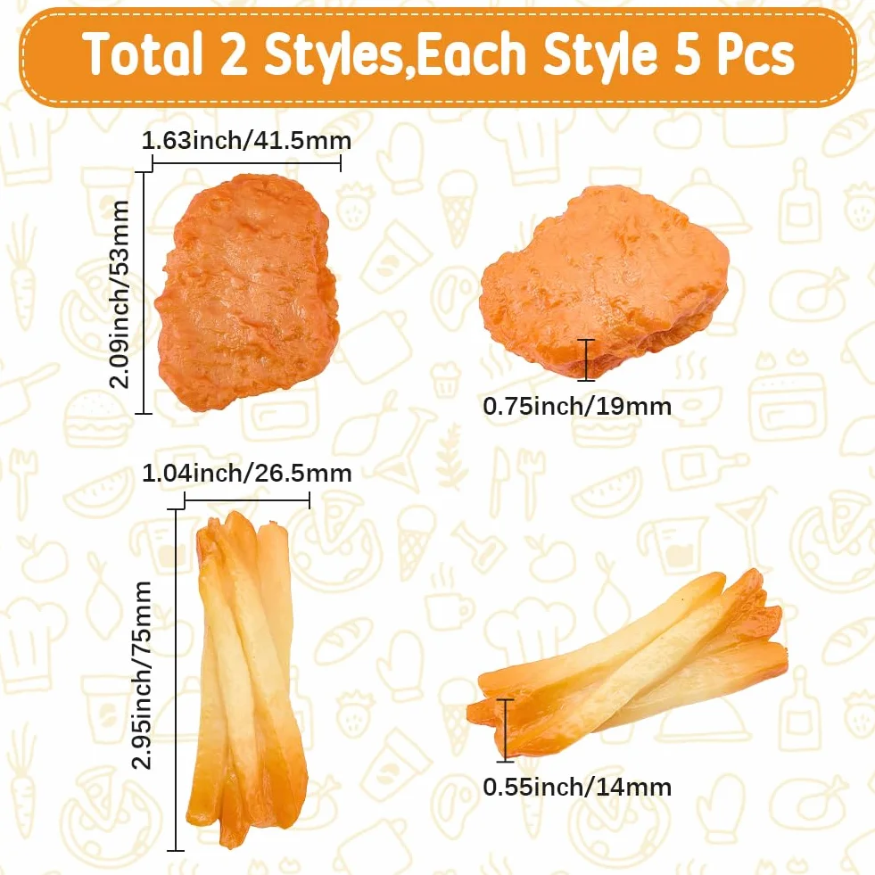 SUNNYCLUE Faux Poulet Frit Artificiel Modèle Frites Nuggets Plastique Décoration Maison Cuisine Fêtes