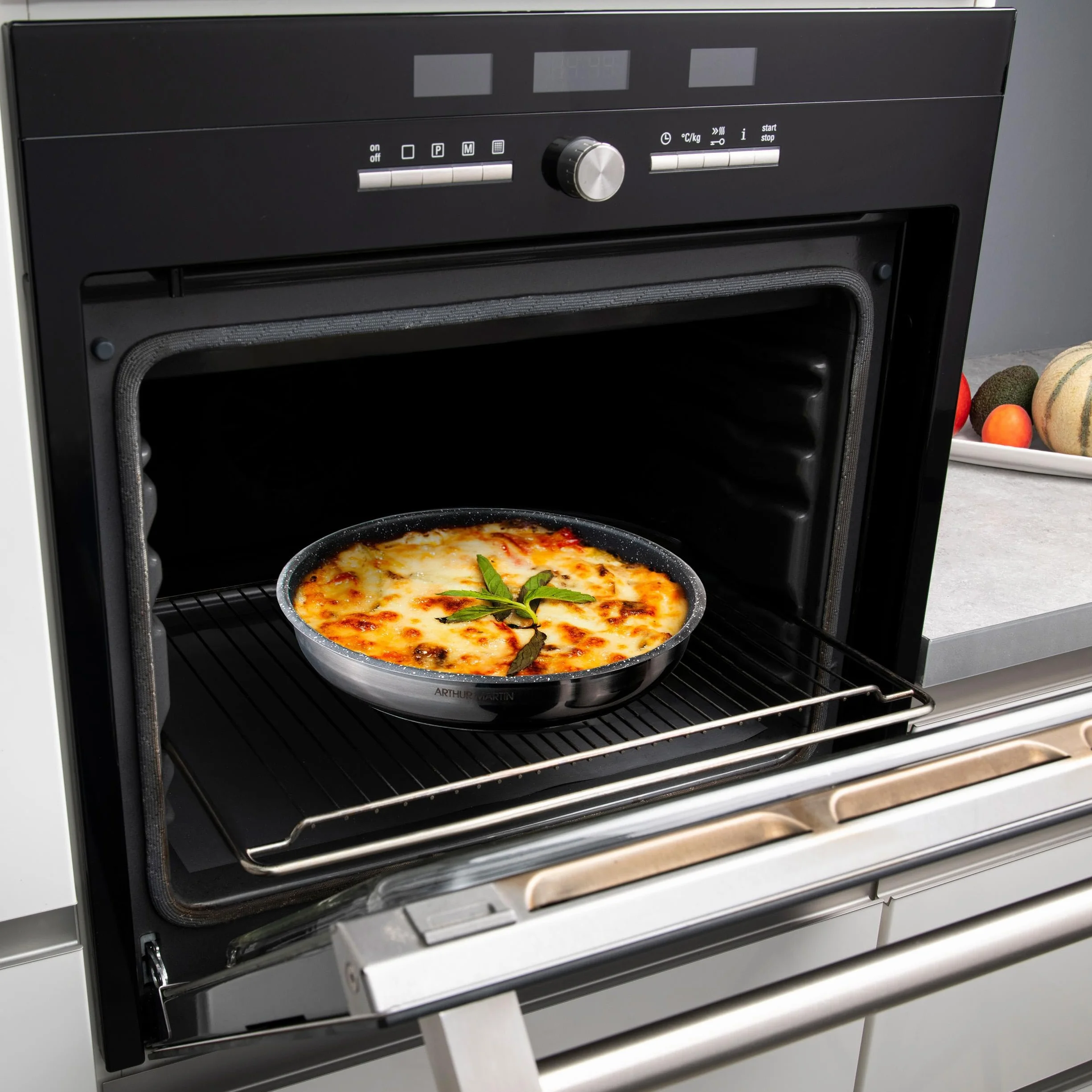 ARTHUR MARTIN Batterie de Cuisine 10 Pièces Inox Casseroles Poêles Antiadhérentes Compatible Tous Feux Poignée Amovible