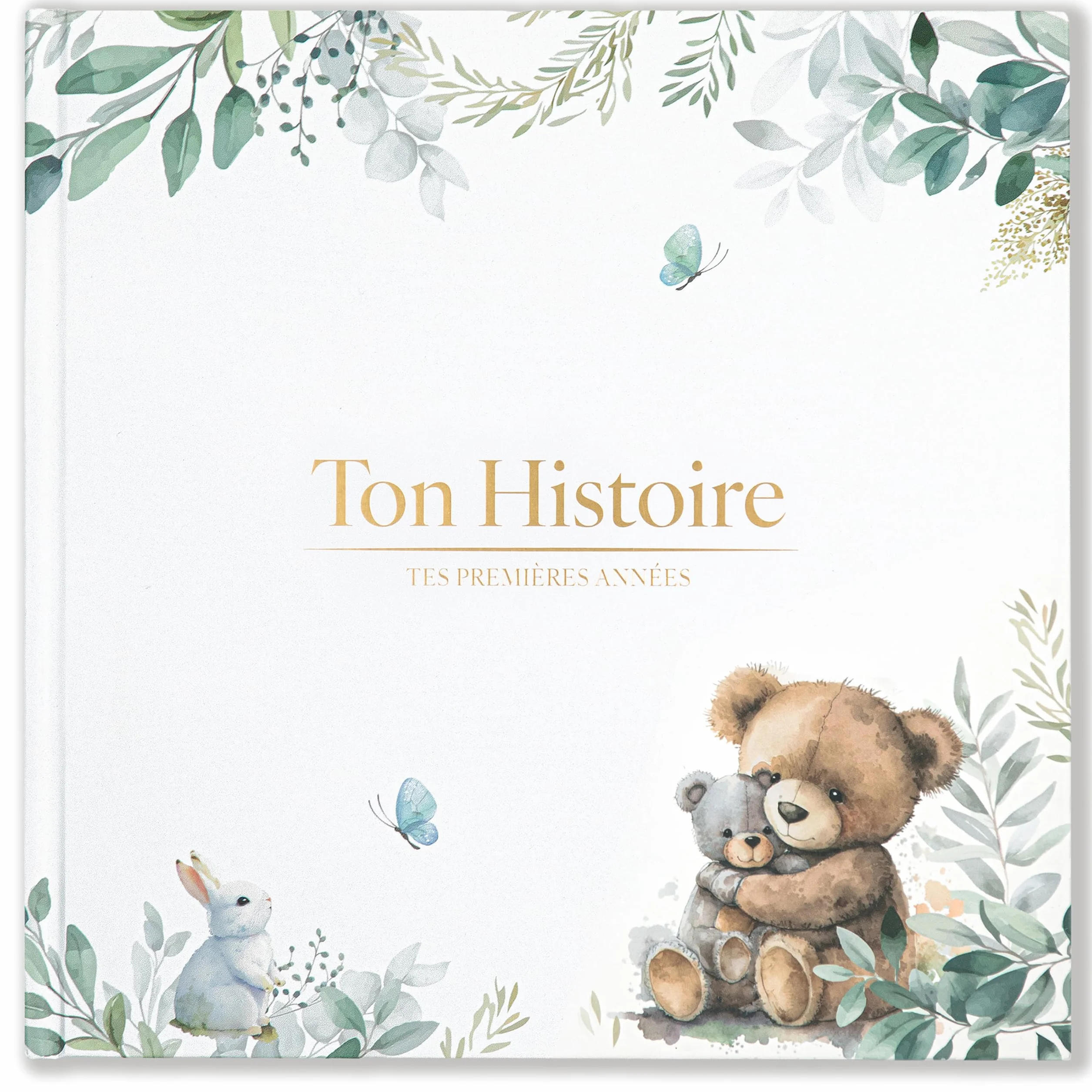 Livre de Naissance Bébé 76 Pages Stickers Dorés - Album Souvenir Photos Écrire Cadeau Fille Garçon