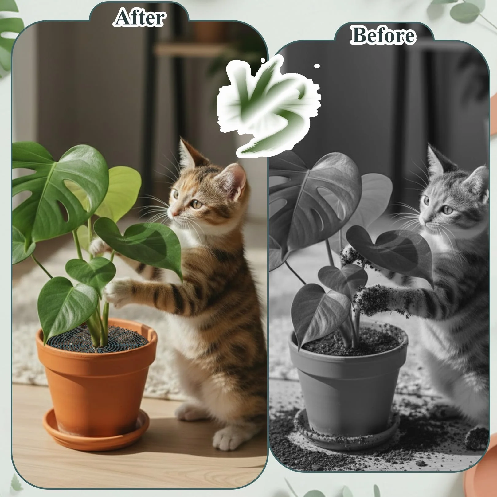 Lot de 4 grilles de pot de fleurs 30 cm polypropylène protection plantes chat enfants animaux