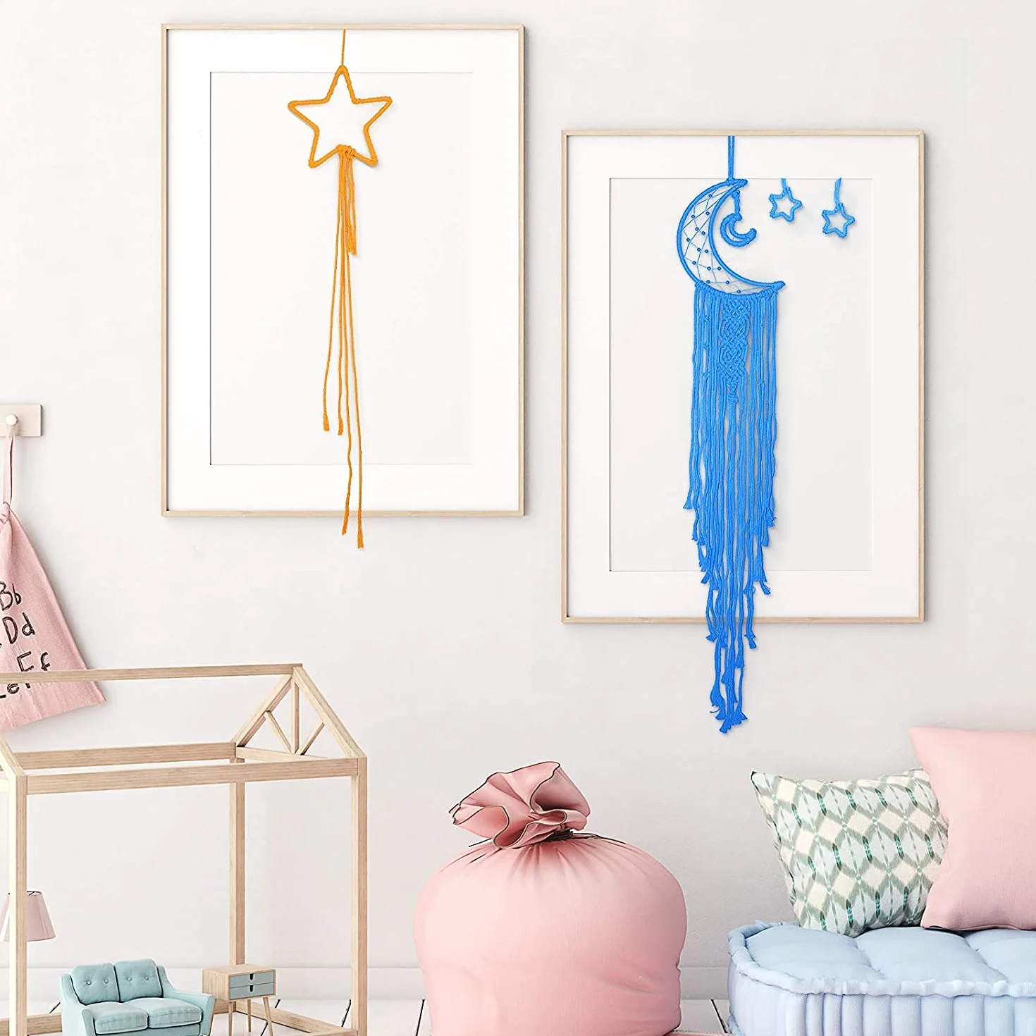 Attrape Rêve Bricolage Kit avec Cercle Métal, Corde Macramé, Fil Tressé et Plumes pour DIY Artisanat