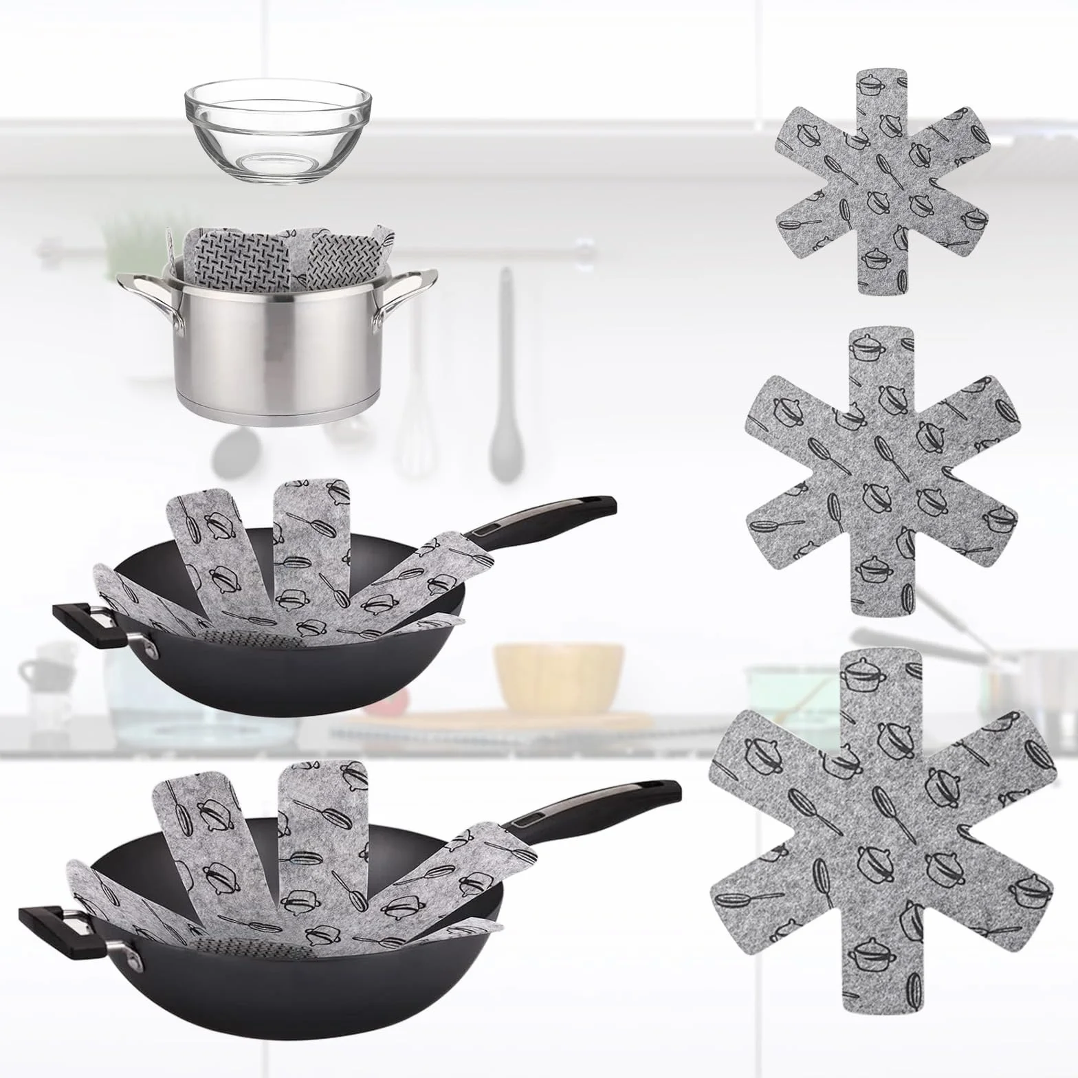 Protege Poele Feutrine 15 Pièces 38/35/26 cm Gris Protection Poêle