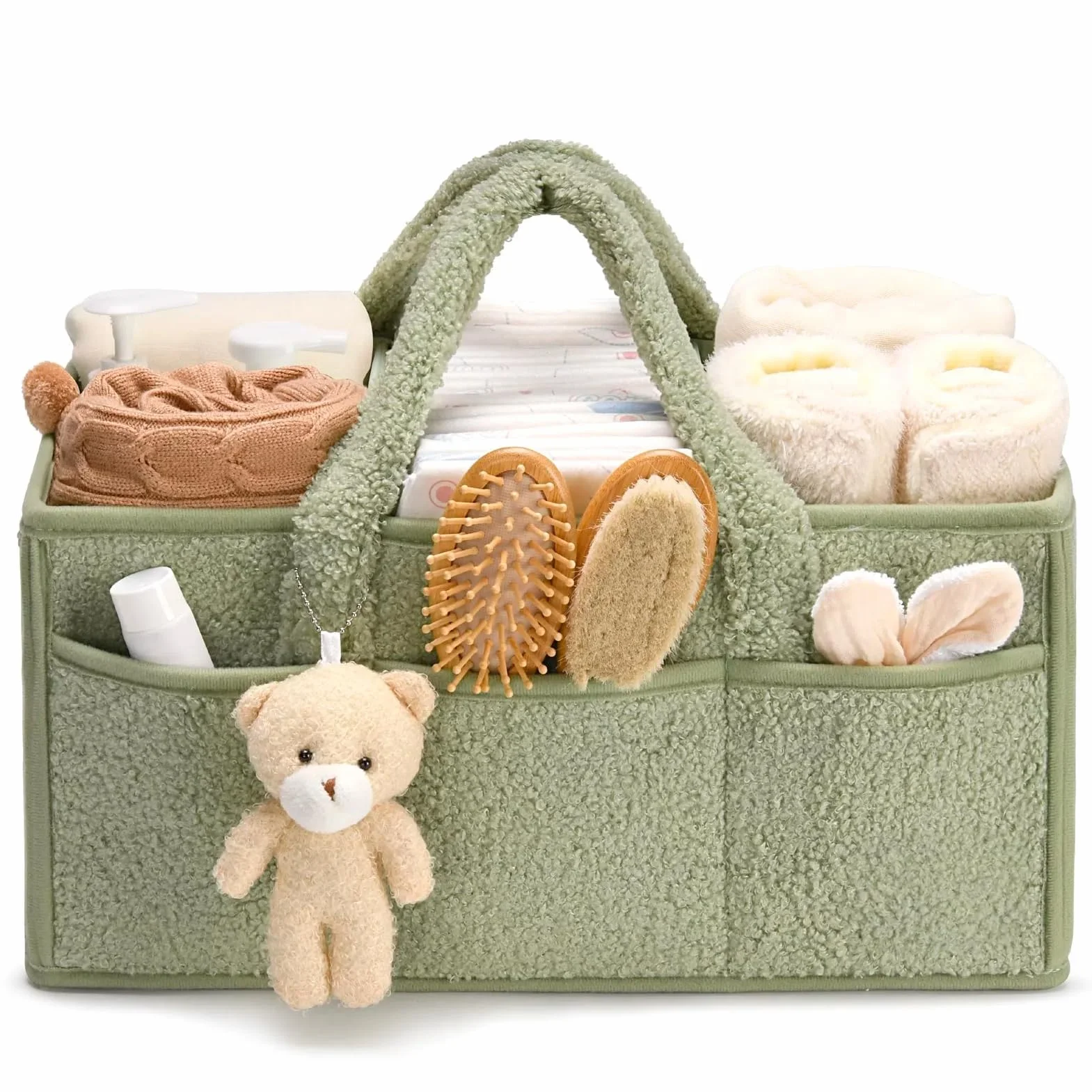 Panier Rangement Bébé Portable, Feutre avec Compartiment Amovible, pour Nouveau-Né
