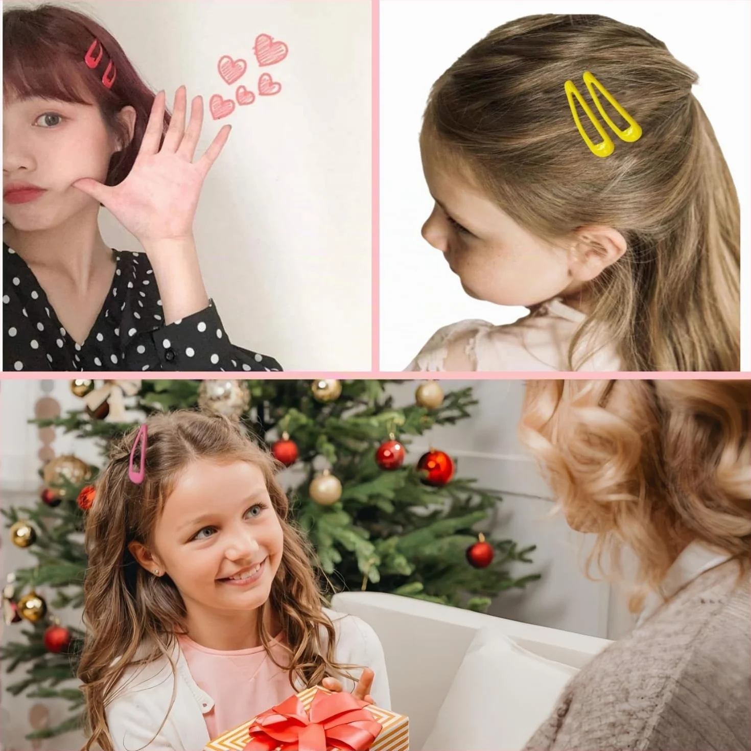 Barrettes à cheveux pour fille 5 cm Lot de 40 Couleur bonbon