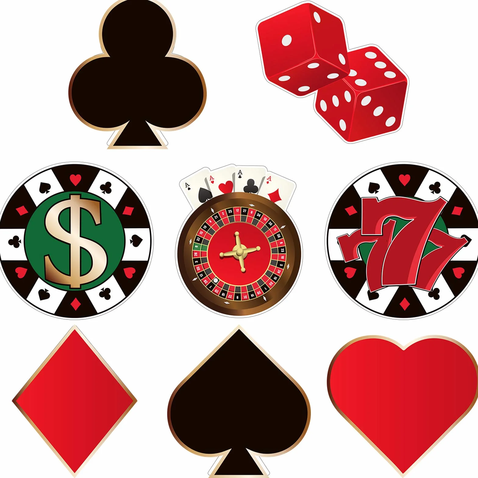 Découpes Casino Las Vegas Décoration Fête Anniversaire Poker 40 Pièces 5,9 x 5,9 Pouces