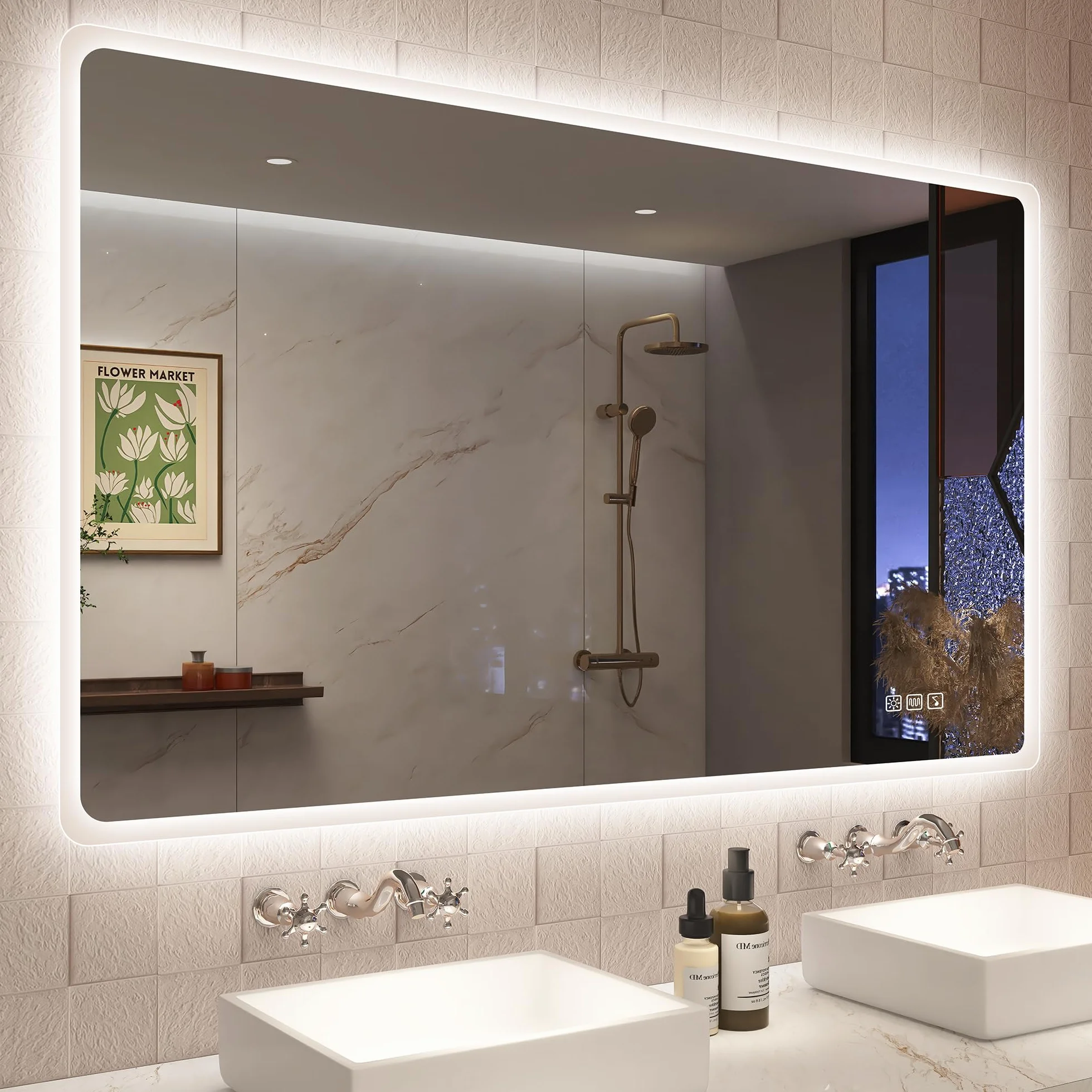 STARLEAD Grand Miroir LED Salle de Bain 120x70cm Bluetooth Dimmable 3 Couleurs IP44 Verre Trempé
