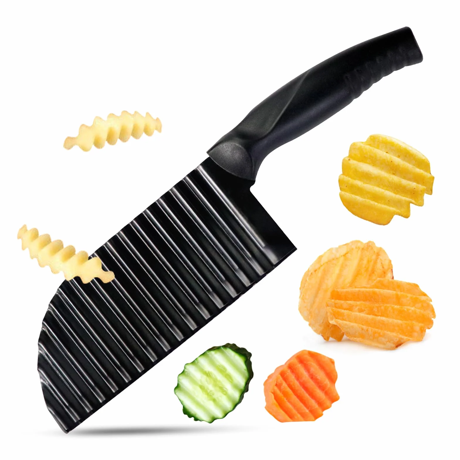 Trancheuse à Frites Couteau à Vagues Acier Inoxydable Coupe Légumes Ondulé pour Pommes de Terre