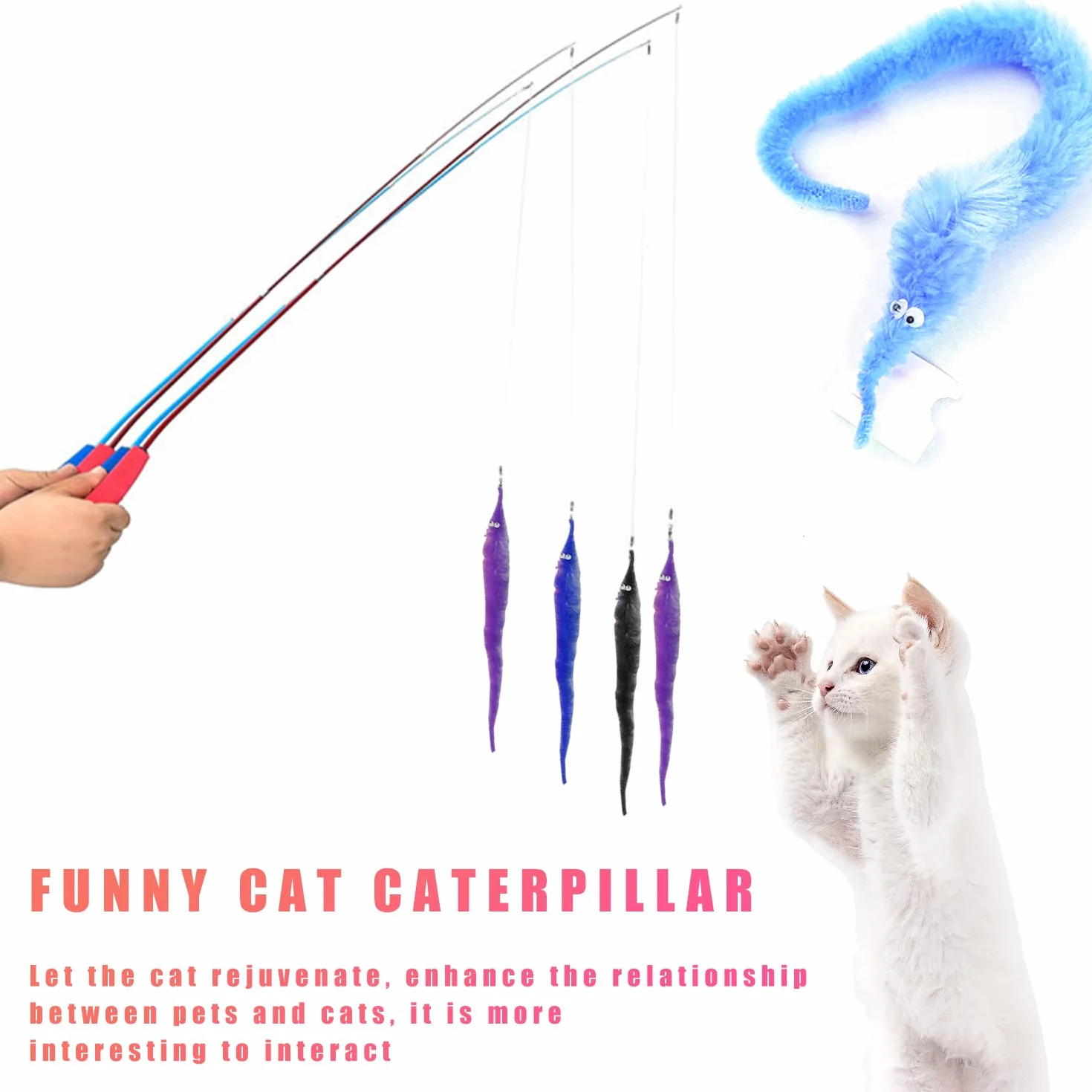 20pcs Accessoires de ver torsadés invisibles en peluche sur corde pour Mardi Gras, Carnaval, enfants et chats (10 couleurs)