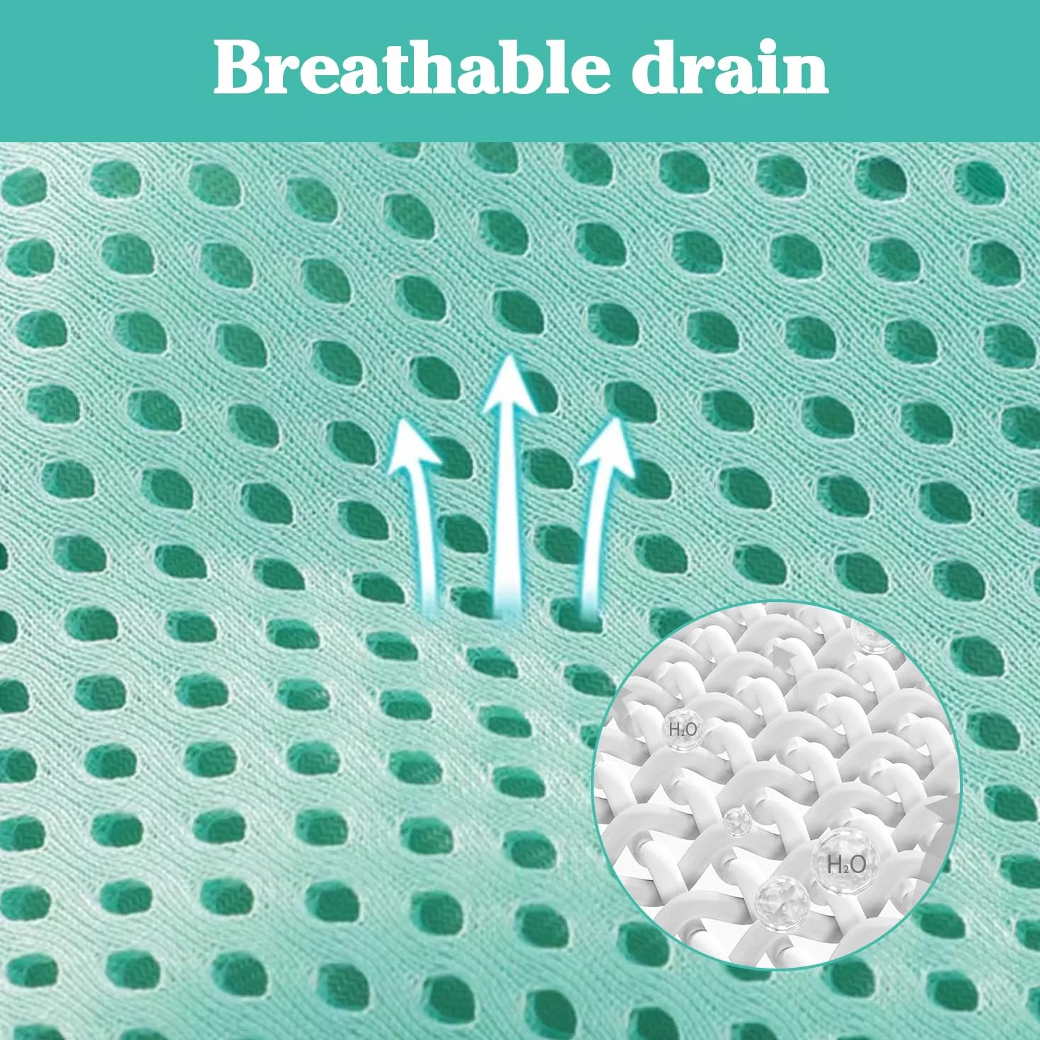 Siège Douche Nouveau-Né Maille Confortable Antidérapant Poche Plateau Vert Clair Tapis Bébé 1 Pièce