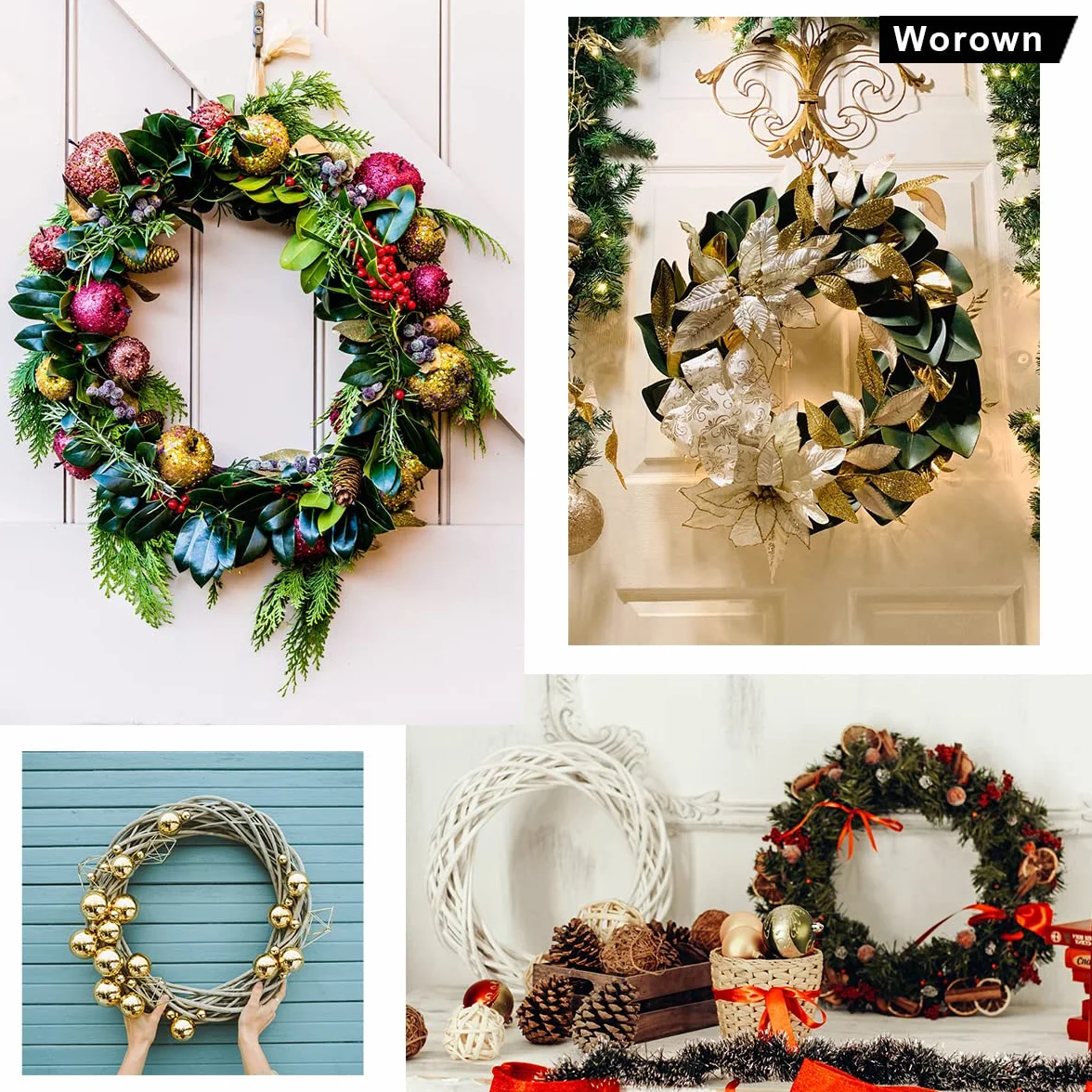 Anneaux en Bambou Naturel 30 cm Décoration Mariage Cercle Bois Couronne Murale Fête Bohème