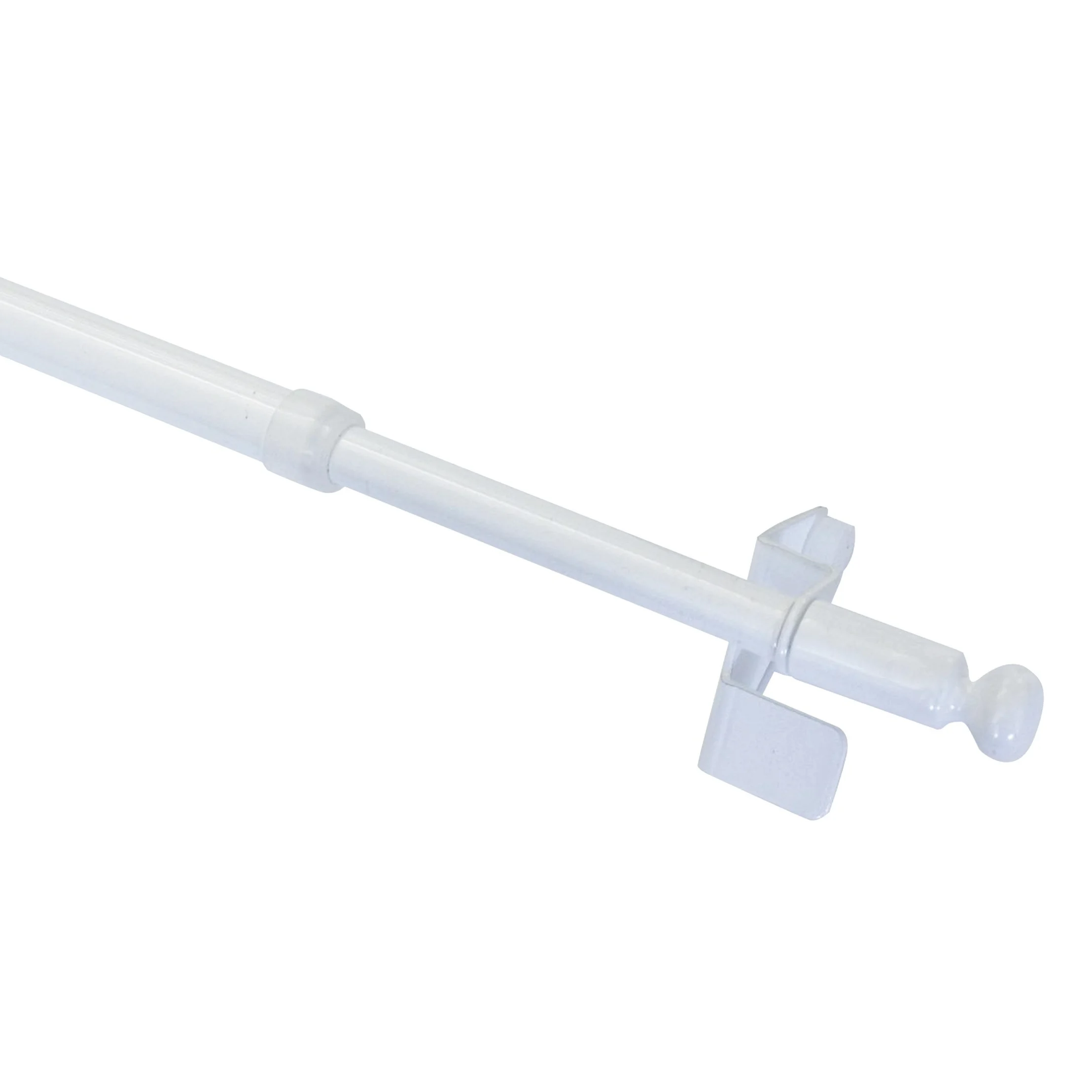 GARDINIA Tringle de vitrage, Fixation par pression, Barre extensible, Pose sans vis et sans perçage, Press&Go Filigrano, Boule, Diamètre: 8/10 mm, Longueur: 30-50 cm, Métal, Blanc (Lot de 6)