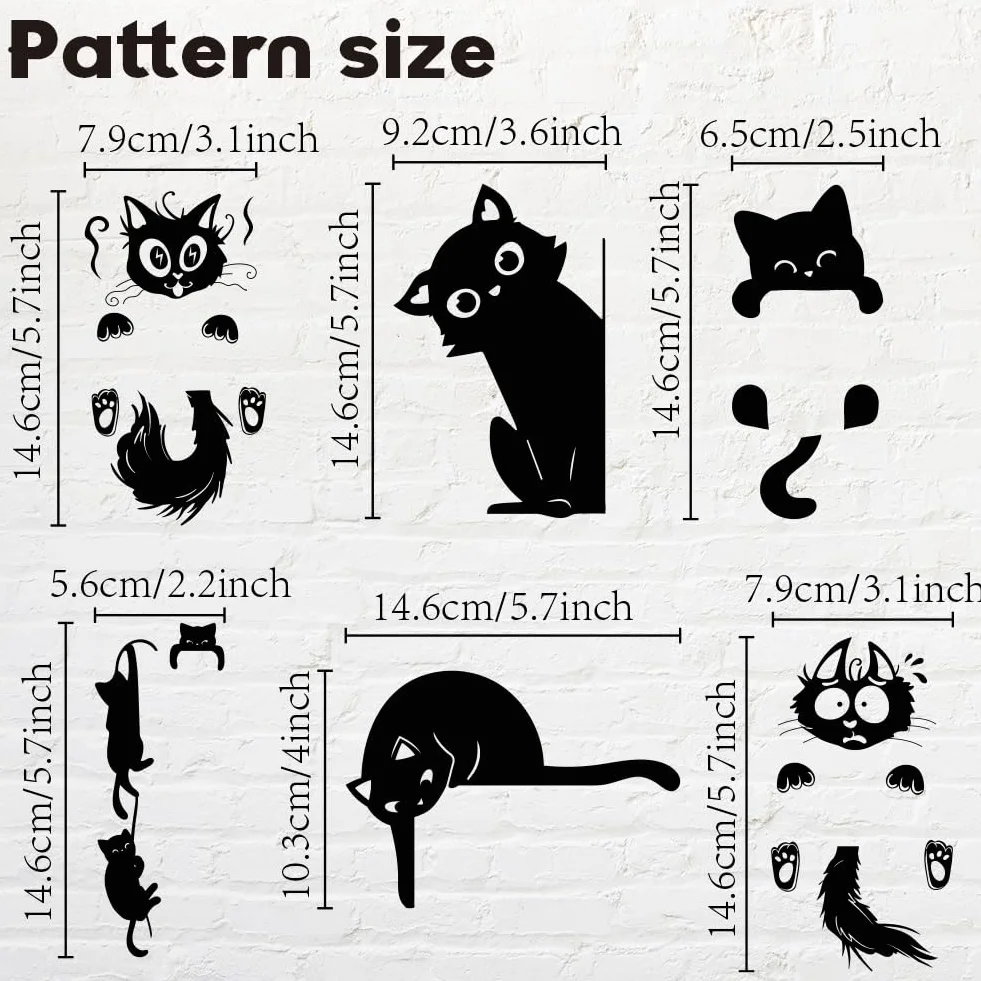 Mignon Chat Noir Cartoon Interrupteur Autocollant Mural Créatif Peeping Cat
