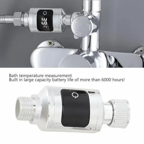 Thermomètre de Douche LED étanche en Acier Inoxydable 1/2 Pouce
