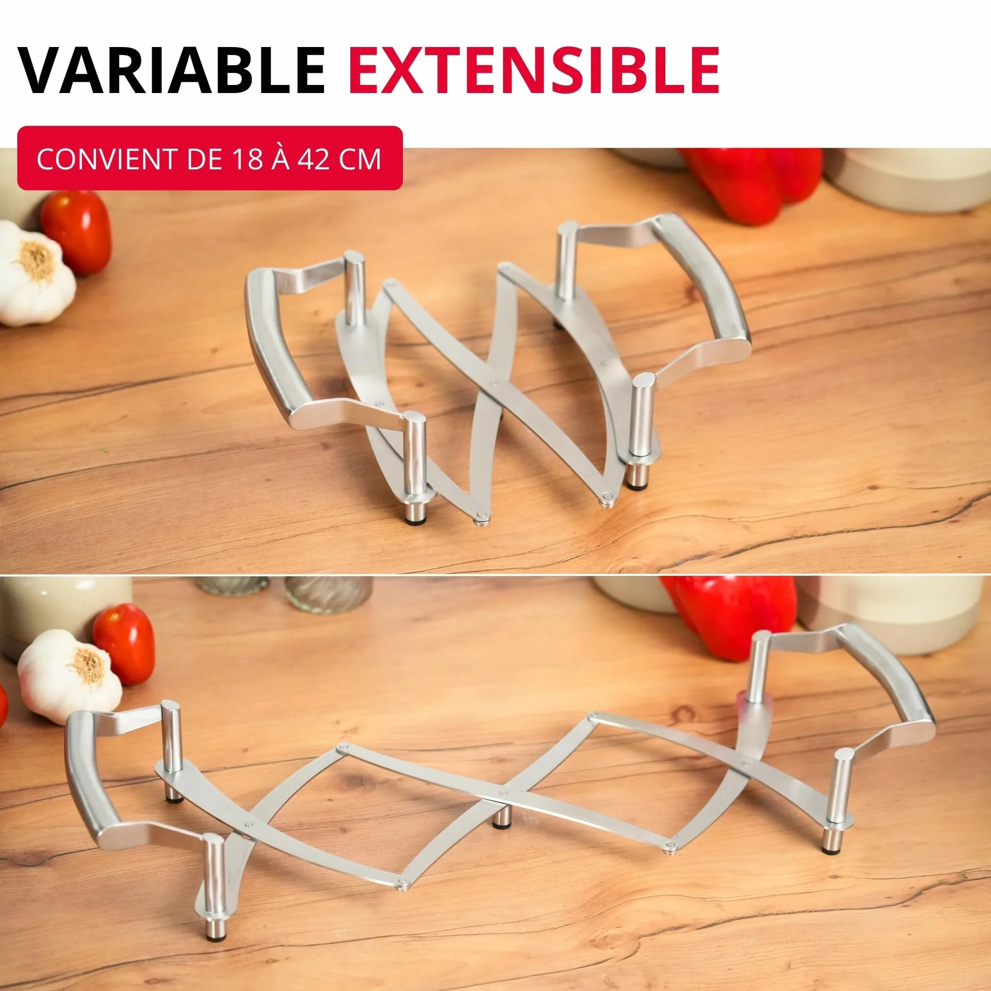 Westmark Dessous de Plat Extensible Acier Inoxydable Flexi 18-42 cm Argenté