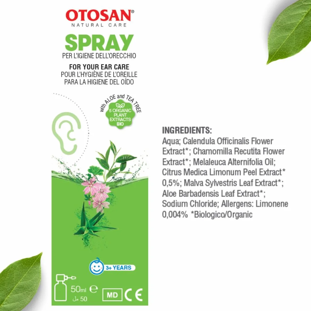 Otosan Spray Auriculaire Nettoyant Oreille 50 ml – Cérumen, Arbre à Thé, Aloe Vera