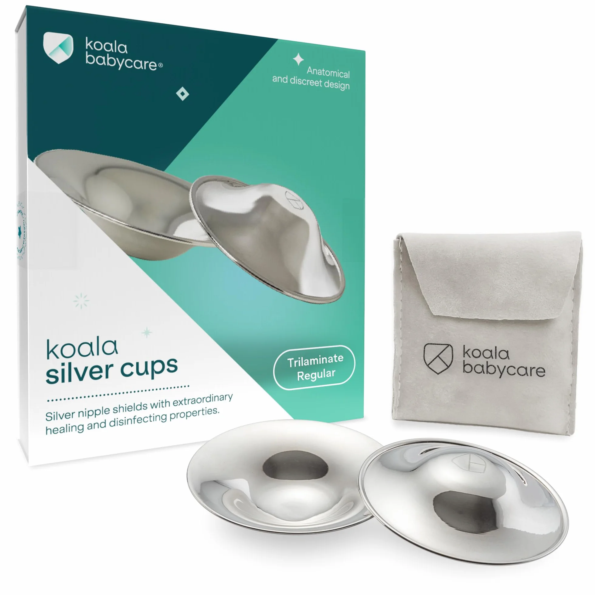 Koala Silver Cup Les coques d’allaitement Argent Trilaminé sans Nickel Prévention Crevasses mamelon Allaitement Dispositif Médical Classe 1