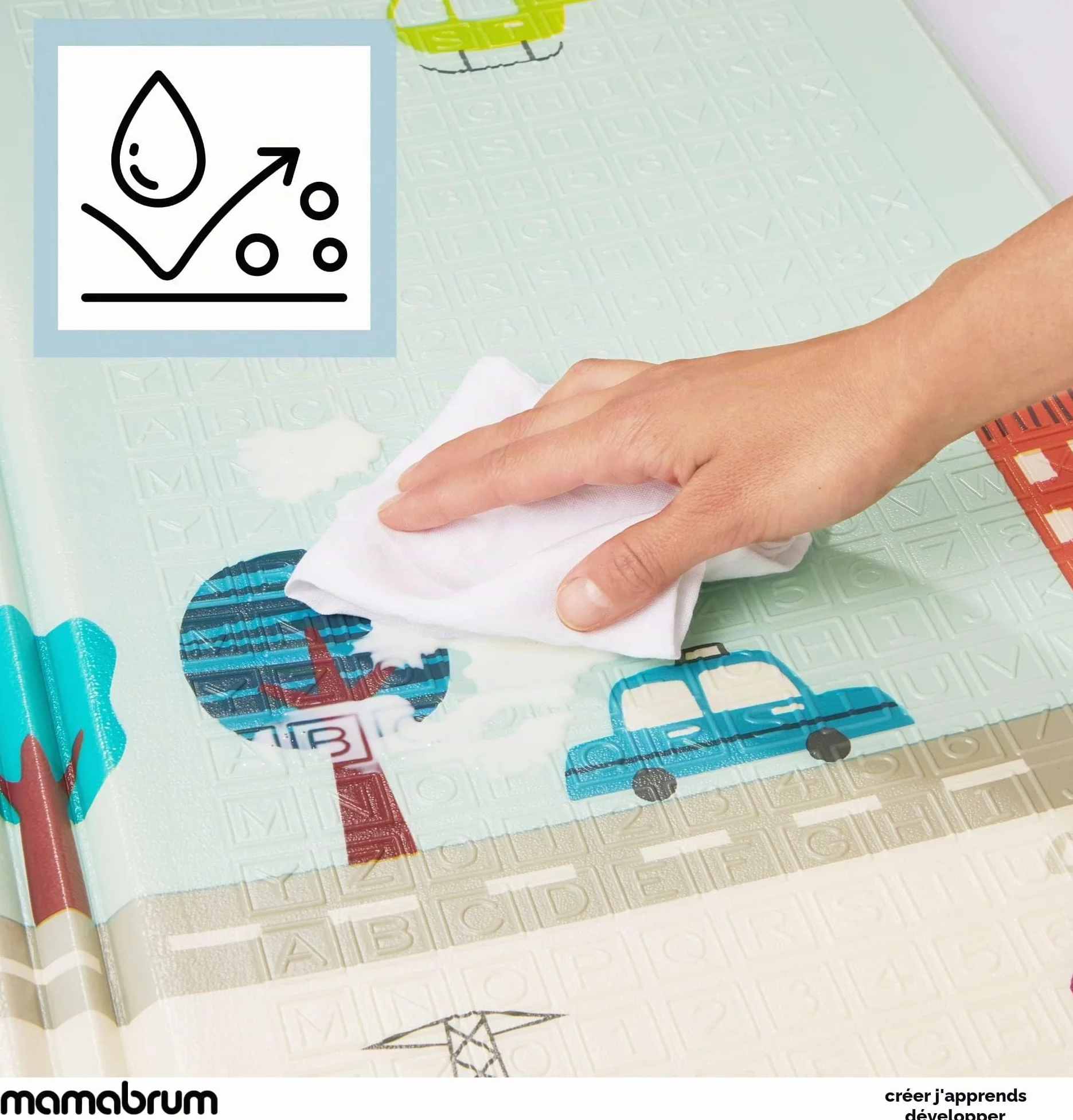 Mamabrum Tapis de jeu pour bébé 200 x 180 x 1 cm Pliable Mousse Étanche Portable Non toxique