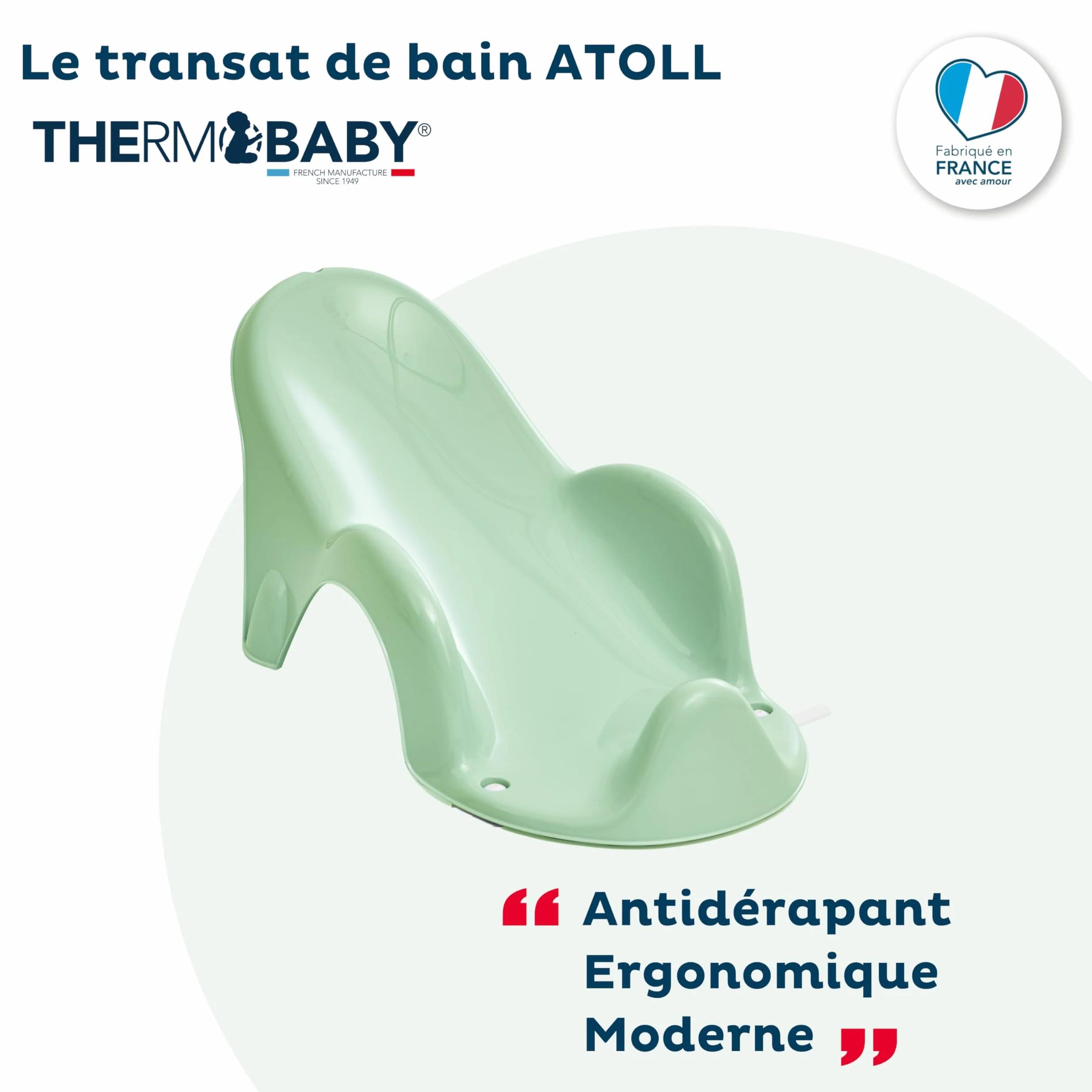 THERMOBABY Transat De Bain ATOLL Vert Céladon Fabriqué En France