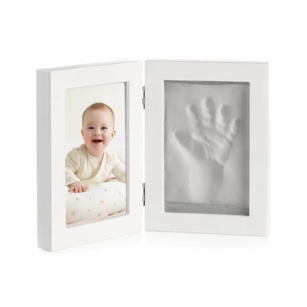 Jané Cadre Empreinte Bébé avec Photo, Argile à Modeler Séchage 24h, Souvenir Main ou Pied, Blanc