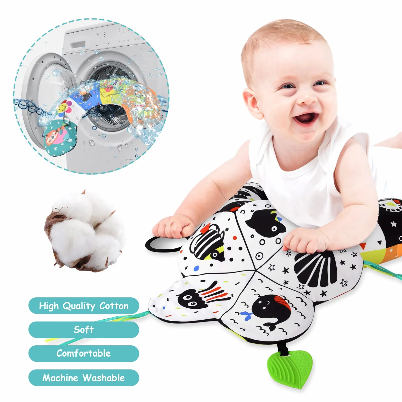 Vicloon Coussin interactif pour bébé Jeu Sur le Ventre Et Assis 0-6 Mois Développement Muscles