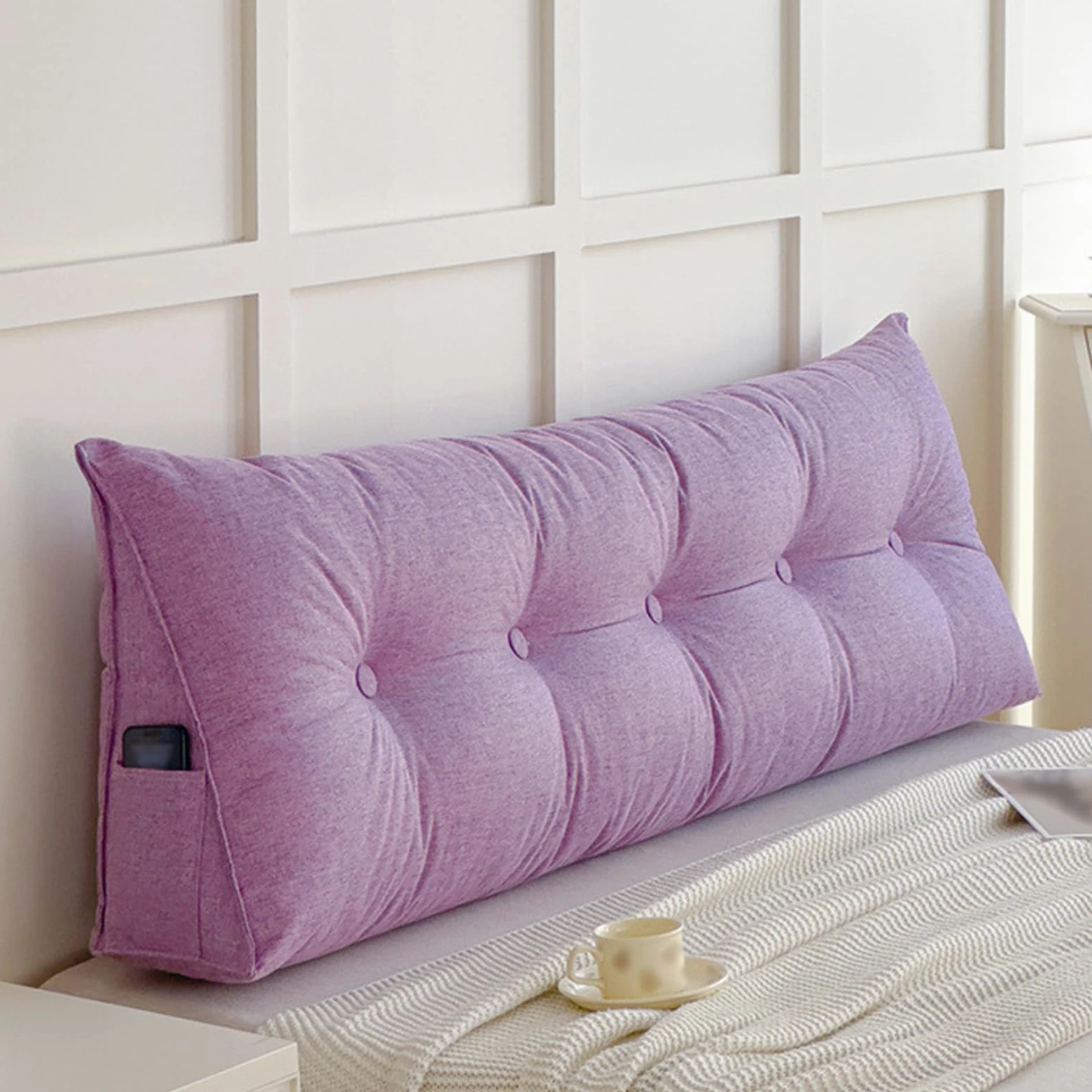 F,80x50x15cm, Coussin De Lecture pour Lit Ou Canapé Triangulaire Coussin Dossier Canapé Coussin Tete De Lit Oreiller Cale Idéal pour Soutenir Les Lombaires Tapis De Lecture