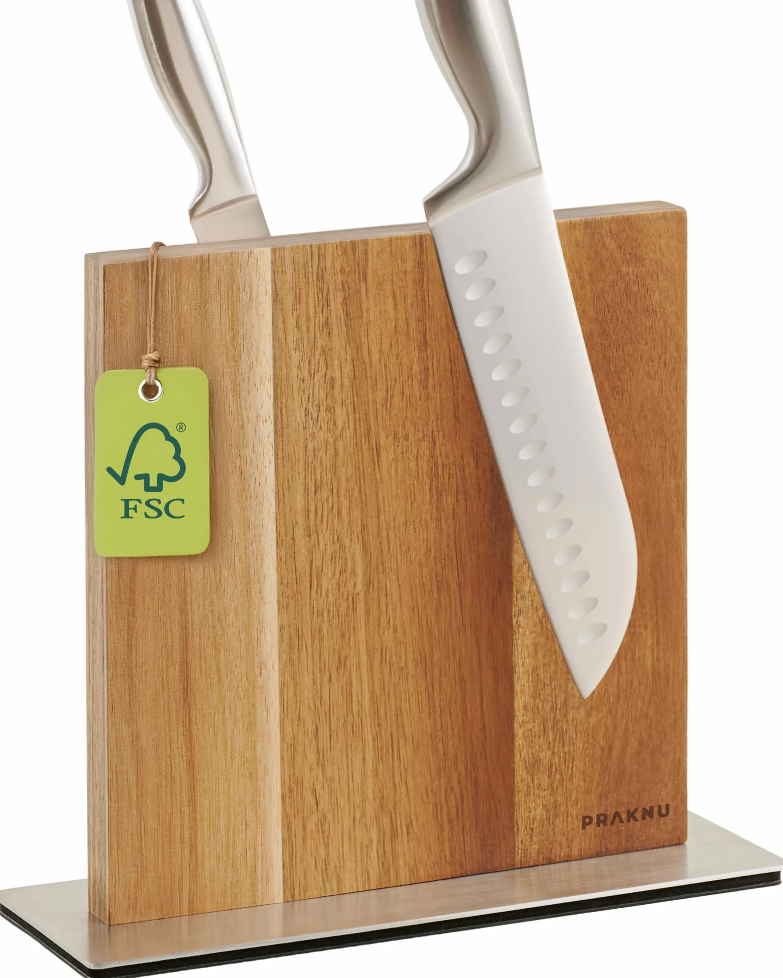 Bloc à Couteaux Aimanté Double Face en Bois d'Acacia FSC – Porte Couteaux de Cuisine – Magnetic Knife Holder – Rangement Couteaux